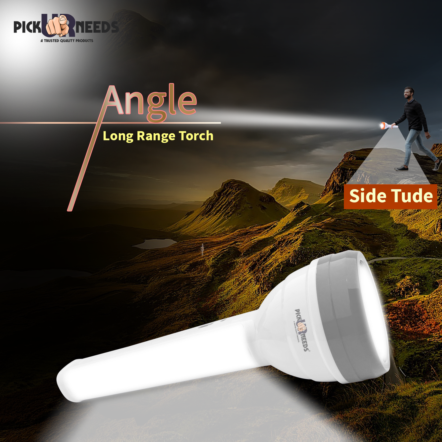 Pick Ur Needs 2 In 1 Emergency Rechargeable Long Range 50W+Tube LED Search Torch Light Torch