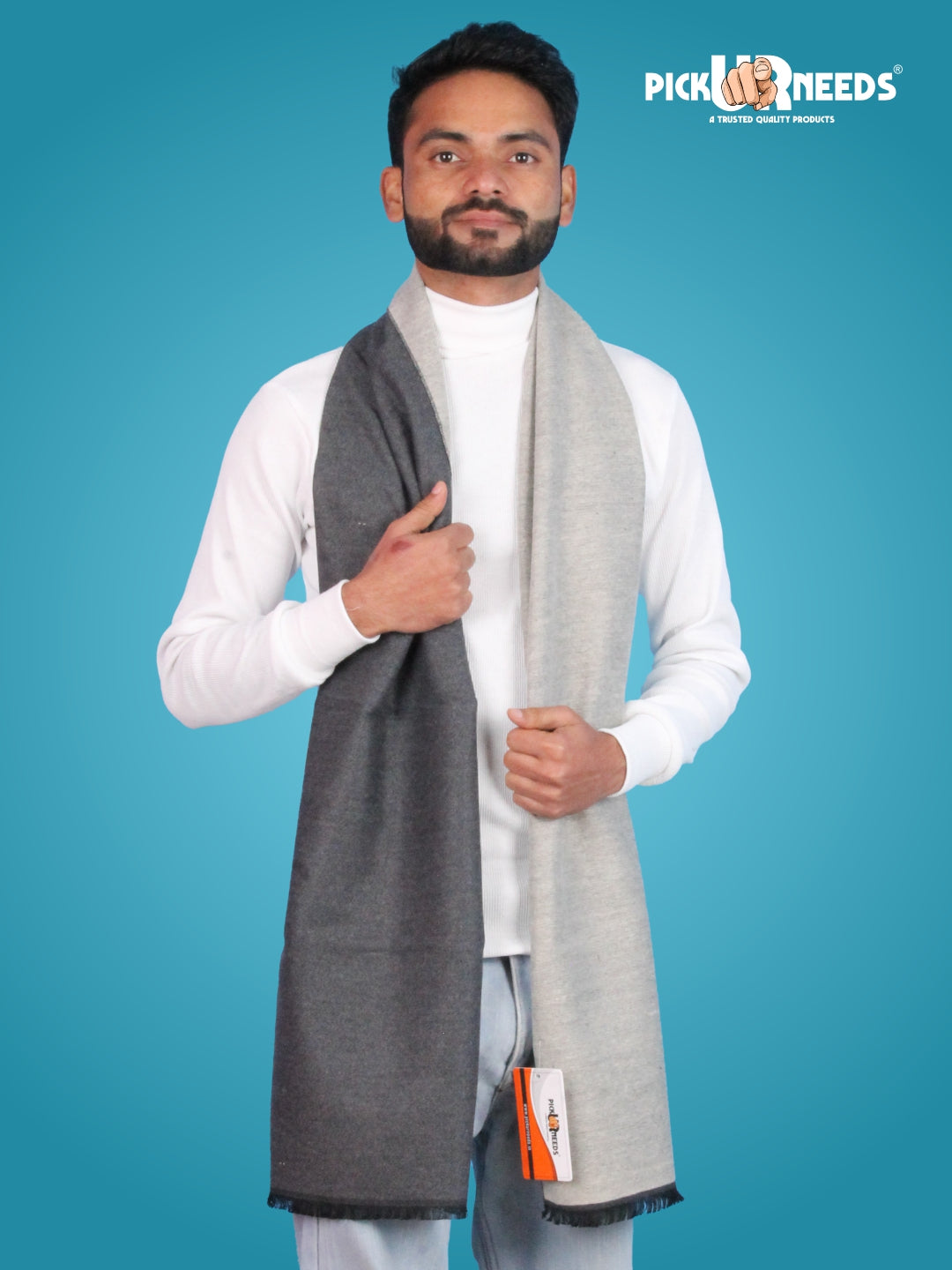 Pick Ur Needs Reversible Winter Muffler for Men Dual-Color Soft Woolen Scarf Warm, Stylish & Lightweight Muffler for Casual, Office & Outdoor Wear