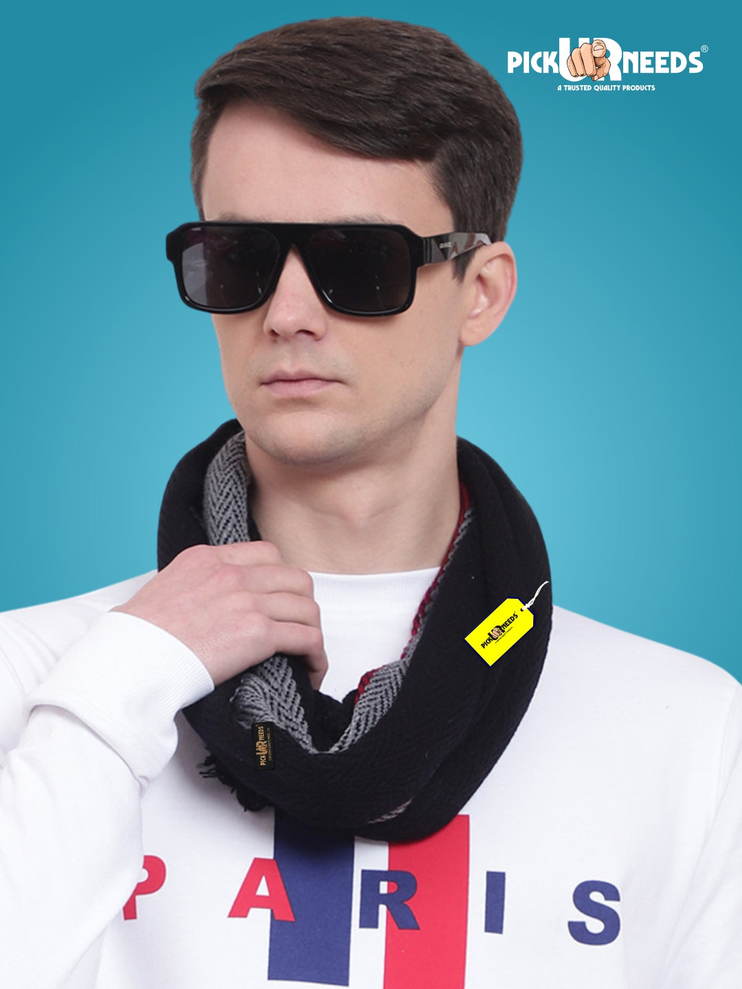 Pick Ur Needs Premium Men's Warm And Stylish Woolen Muffler With Multicolour Stripes And Stylish Tussles Ends