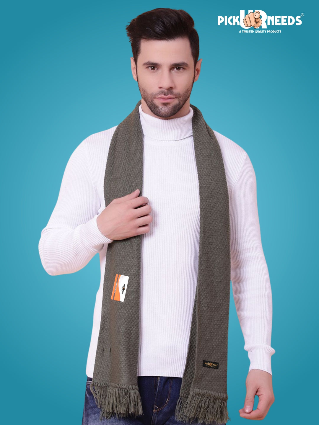 Pick Ur Needs Premium Soft Knitted Winter Muffler for Men Elegant Wool Blend Scarf with Tassel Fringe Stylish Warm Winter Wear for Casual & Formal Outfits