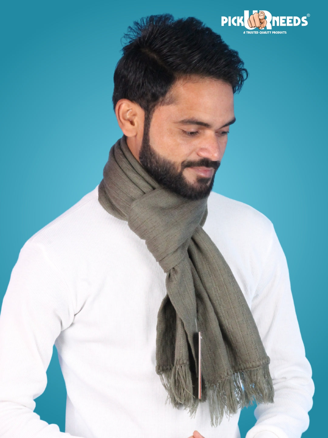 Pick Ur Needs Men’s Winter Woolen Muffler Soft & Warm Knitted Scarf with Fringes Premium Warm Mufflers
