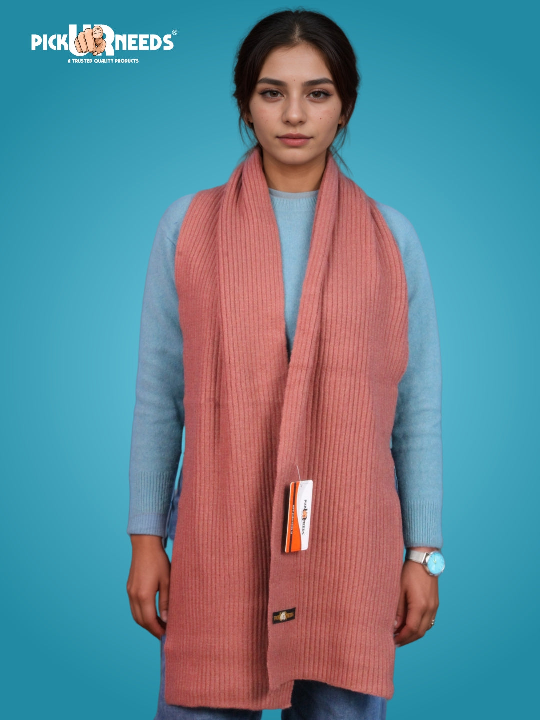 Pick Ur Needs Ultra Soft Ribbed Knit Muffler for Women Warm Winter Woolen Scarf Cozy Lightweight Neck Warmer for Casual & Outdoor Use