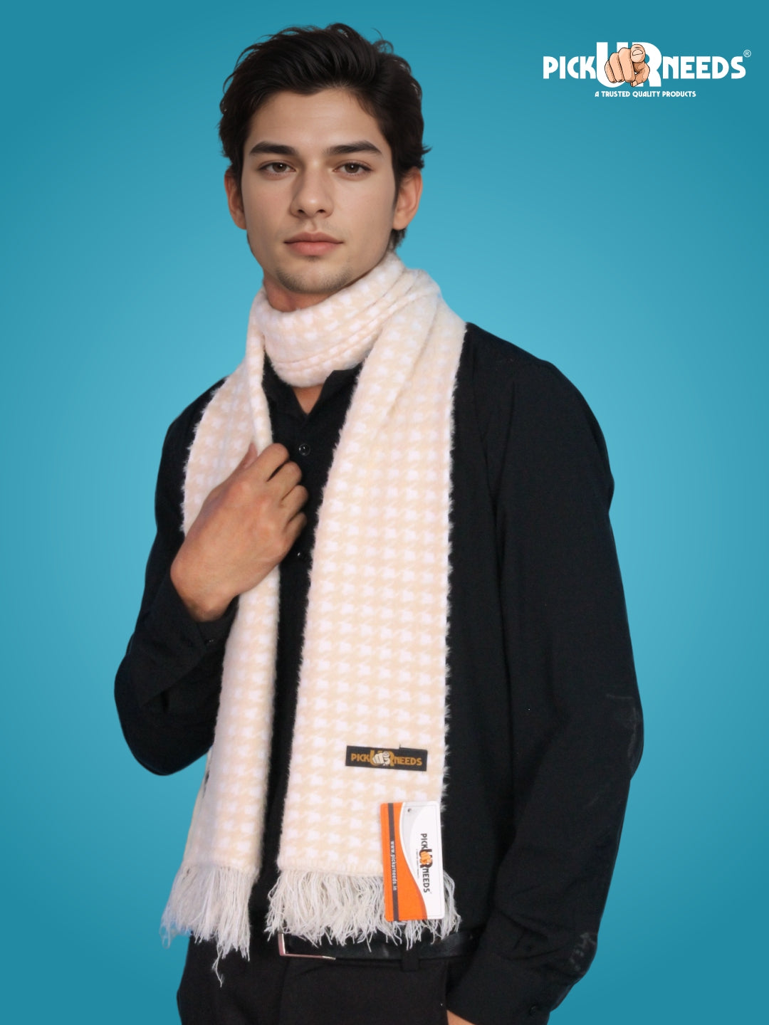 Pick Ur Needs Soft Warm Woolen Premium Winter Muffler for Men Scarf with Stylish Check Pattern Long & Comfortable Cold Weather Neck Wrap