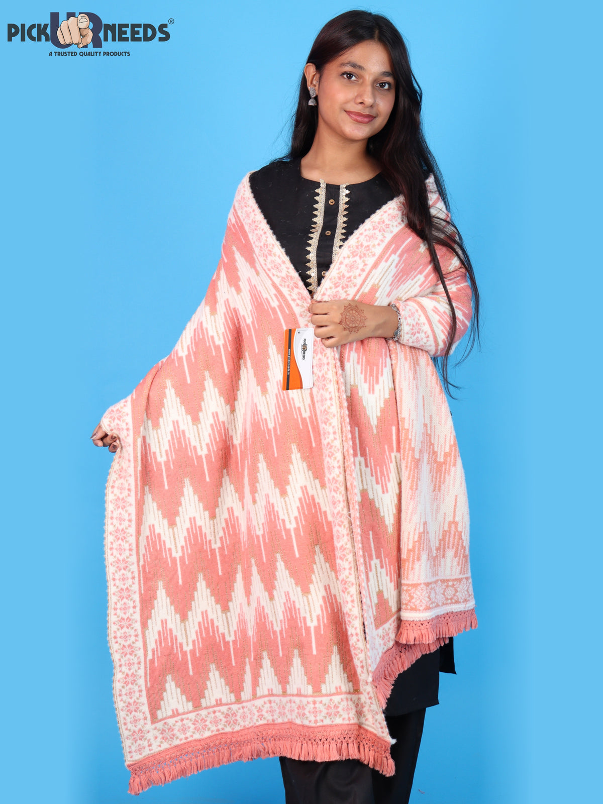Pick Ur Needs Premium Wool Shawl For Womens & Girls Winter Muffler Soft Knitted Designer Wrap Warm Stole