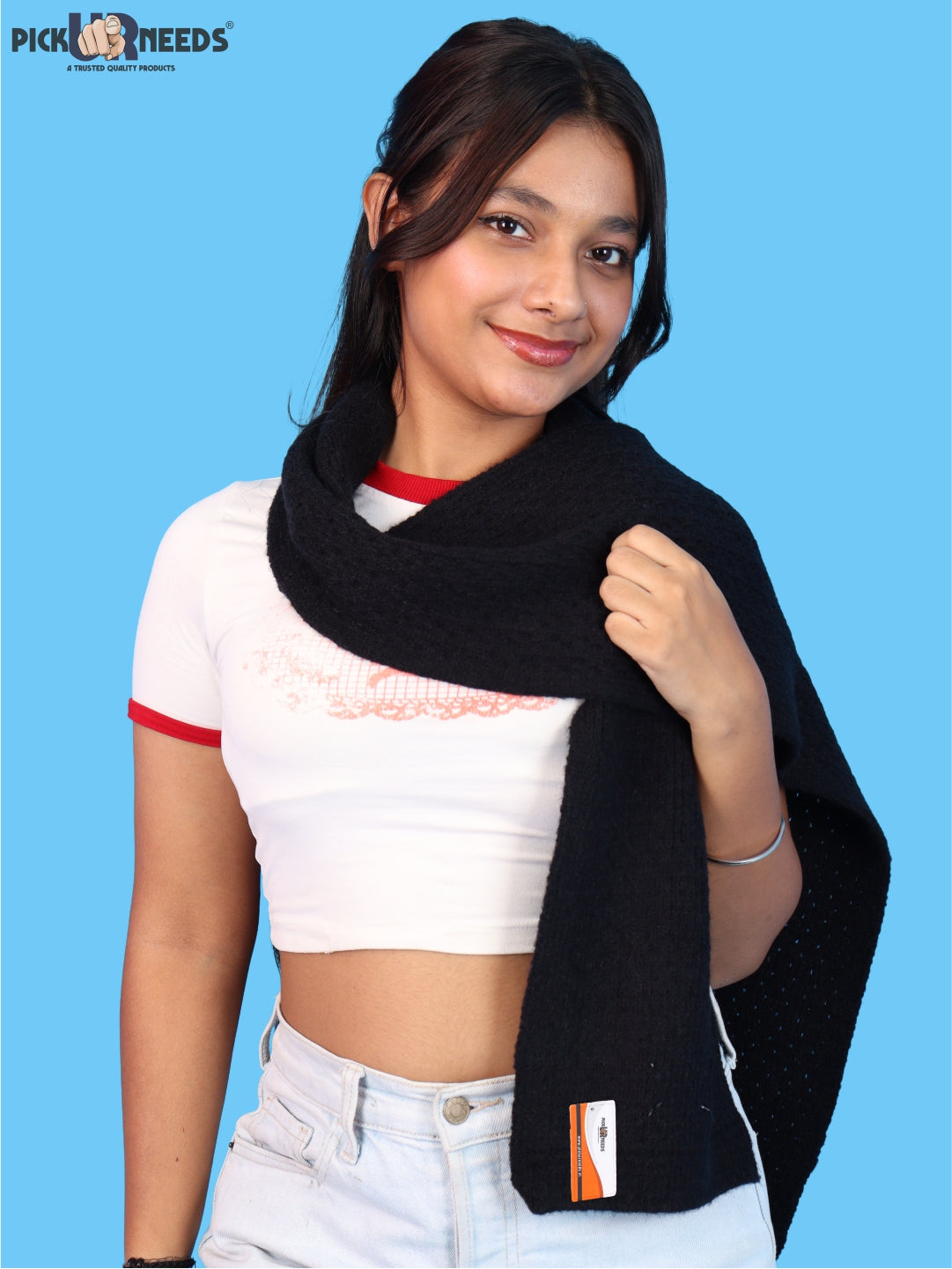 Pick Ur Needs Womens Soft Muffler Scarf, Lightweight Knitted Winter Stole, Warm & Cozy Long Neck Wrap for Women & Girls