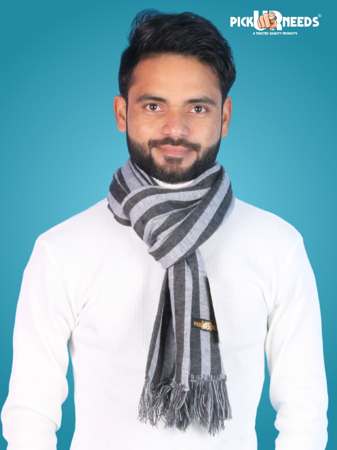 Pick Ur Needs Premium Soft Winter Muffler for Men Stylish Striped Woolen Scarf Warm & Comfortable