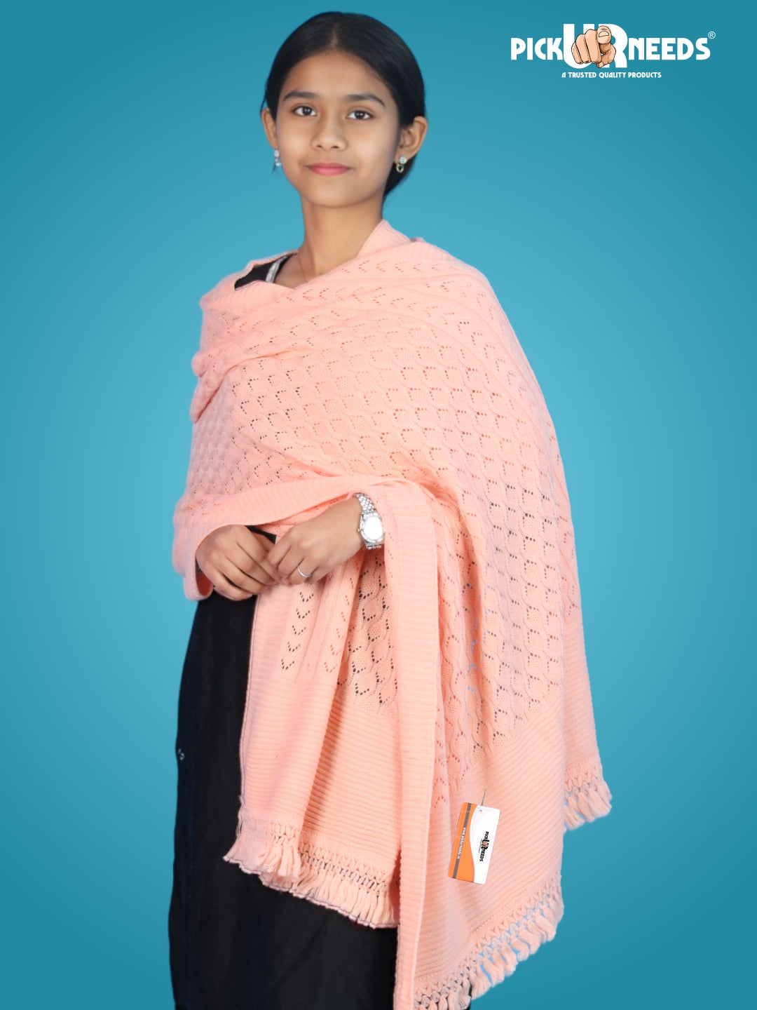 Pick Ur Needs Wool Self Design Women Shawl