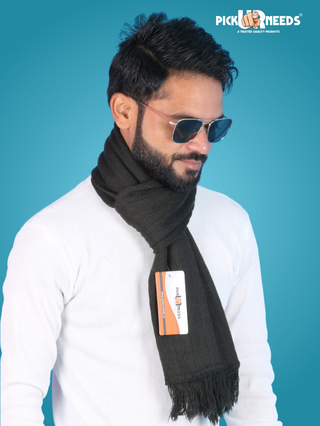 Pick Ur Needs Men’s Winter Woolen Muffler Soft & Warm Knitted Scarf with Fringes Premium Warm Mufflers