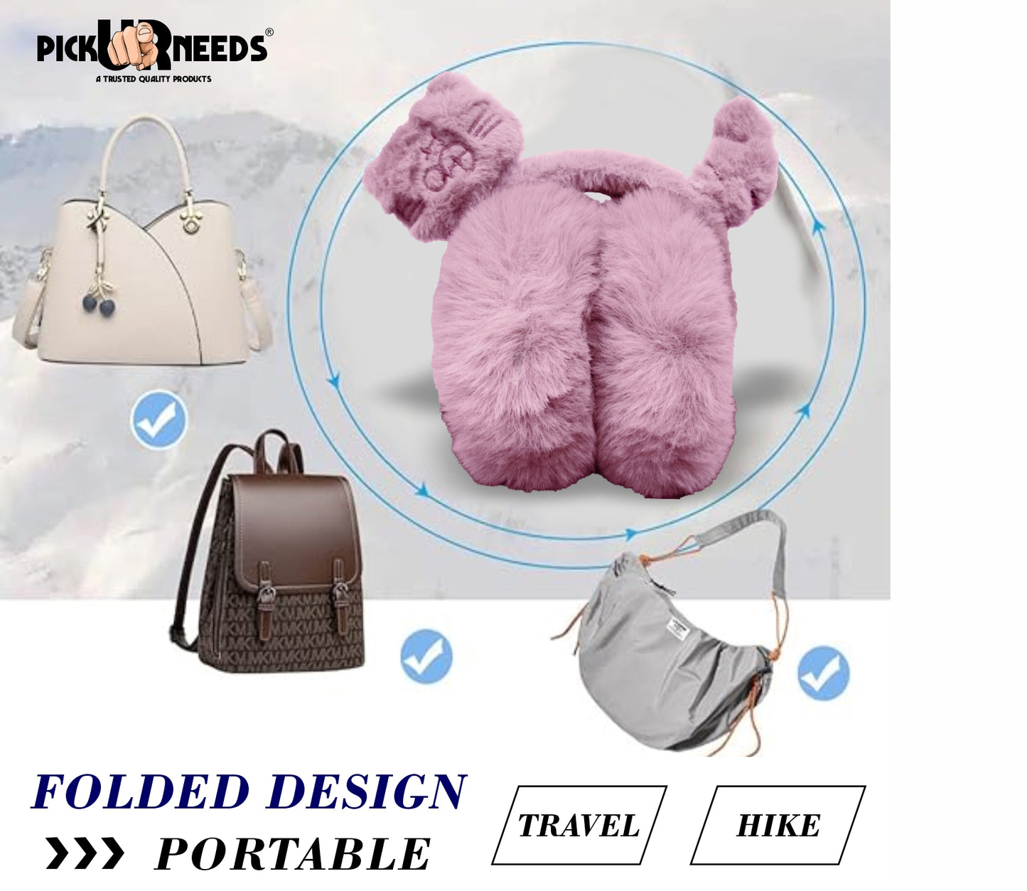Pick Ur Needs Stylish Stone Design Foldable / Adjustable Ear Muff High Quality Furr Ear Warmer Ear Muff