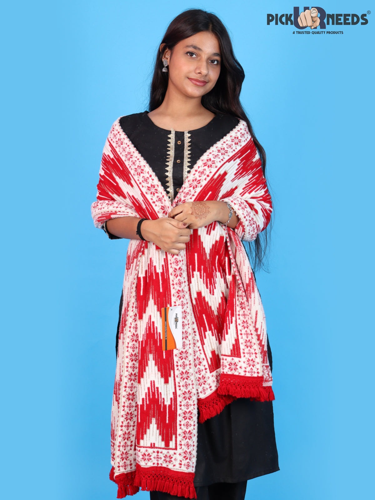Pick Ur Needs Premium Wool Shawl For Womens & Girls Winter Muffler Soft Knitted Designer Wrap Warm Stole