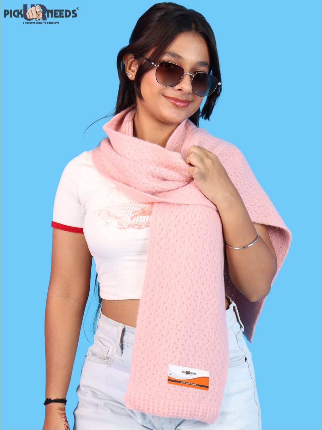 Pick Ur Needs Womens Soft Muffler Scarf, Lightweight Knitted Winter Stole, Warm & Cozy Long Neck Wrap for Women & Girls