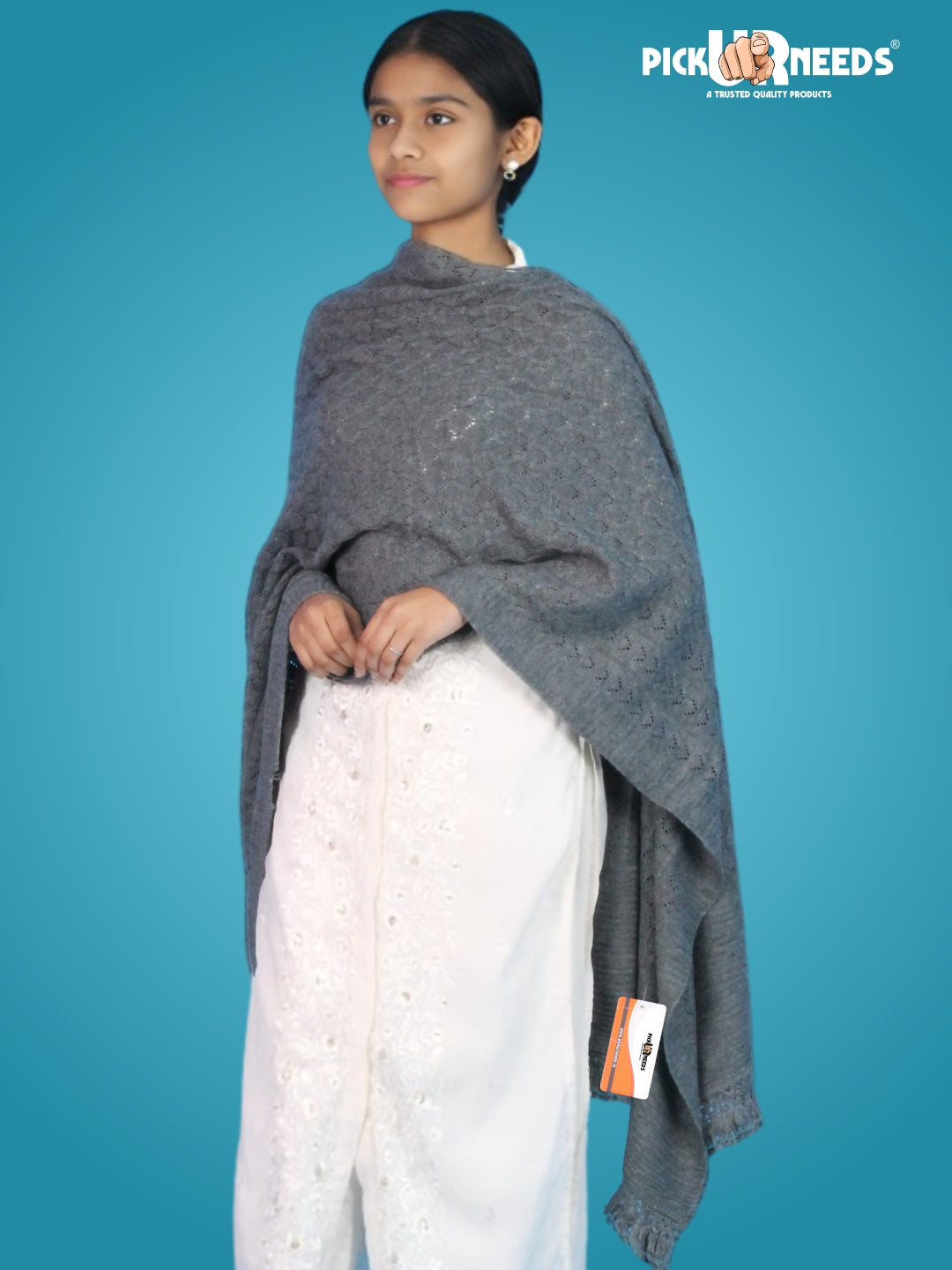 Pick Ur Needs Women’s Premium Knitted Winter Soft Shawl Woolen Warm Stole with Elegant Lace Pattern & Tassels For Girls