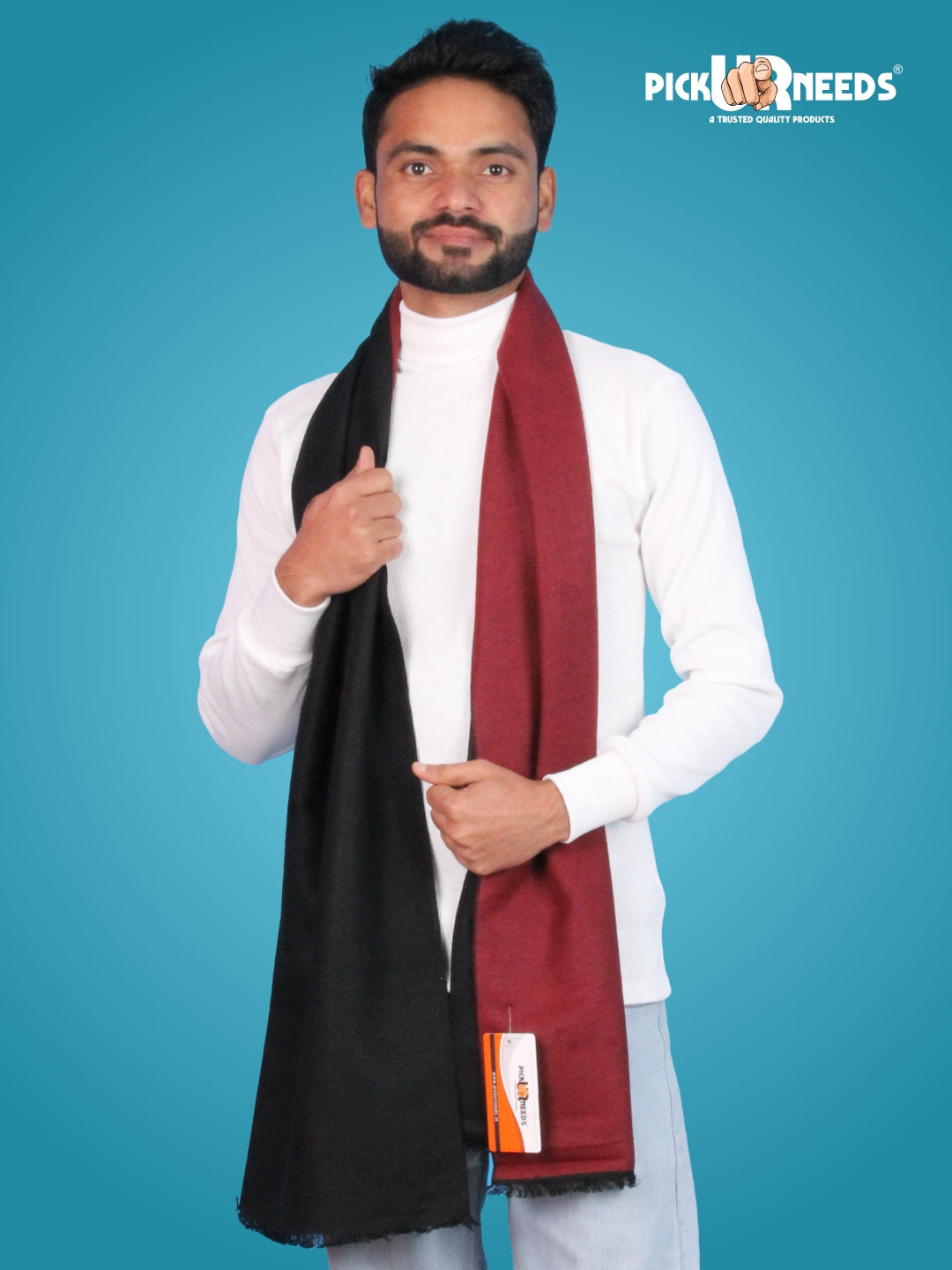 Pick Ur Needs Reversible Winter Muffler for Men Dual-Color Soft Woolen Scarf Warm, Stylish & Lightweight Muffler for Casual, Office & Outdoor Wear
