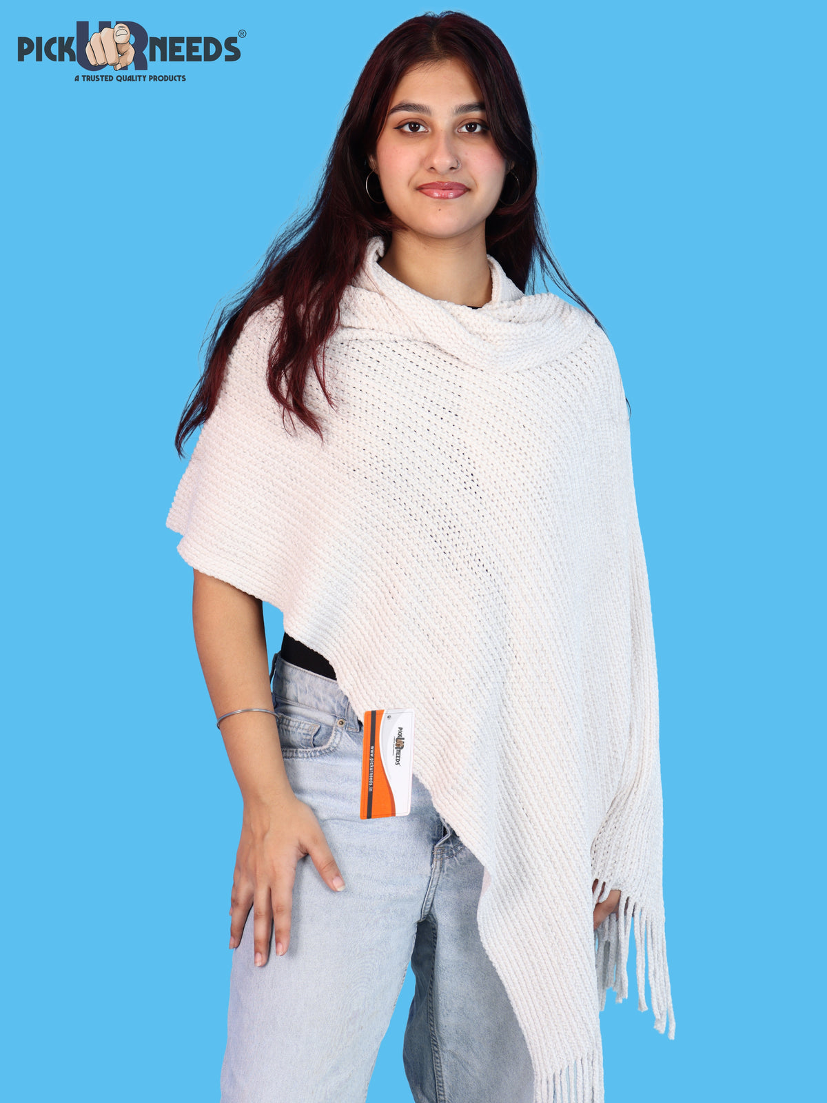Pick Ur Needs Womens Winter shawl with Soft Plush Texture & Long Fringe Detailing Elegant Wrap for Ladies & Girls Cozy Seasonal Shoulder Cover for Casual, Ethnic & Western Outfits