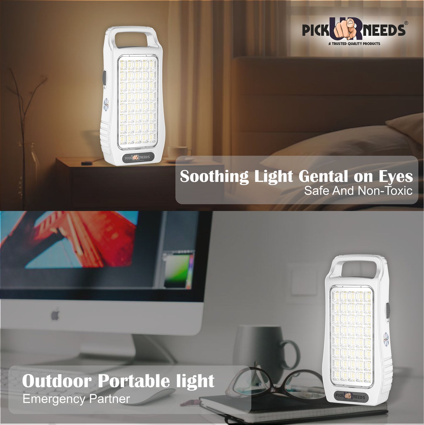 Pick Ur Needs 50W Rechargeable Emergency Light With 40 SMD Big LED 4500mAh Long Battery Backup 8 hrs Lantern Emergency Light