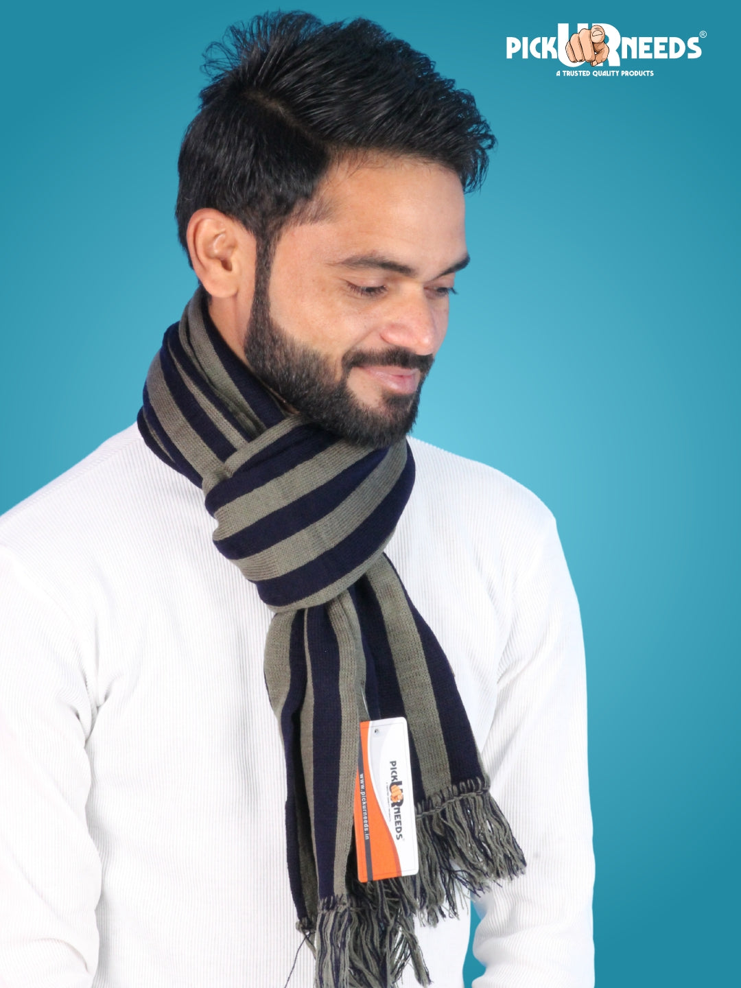 Pick Ur Needs Premium Soft Winter Muffler for Men Stylish Striped Woolen Scarf Warm & Comfortable