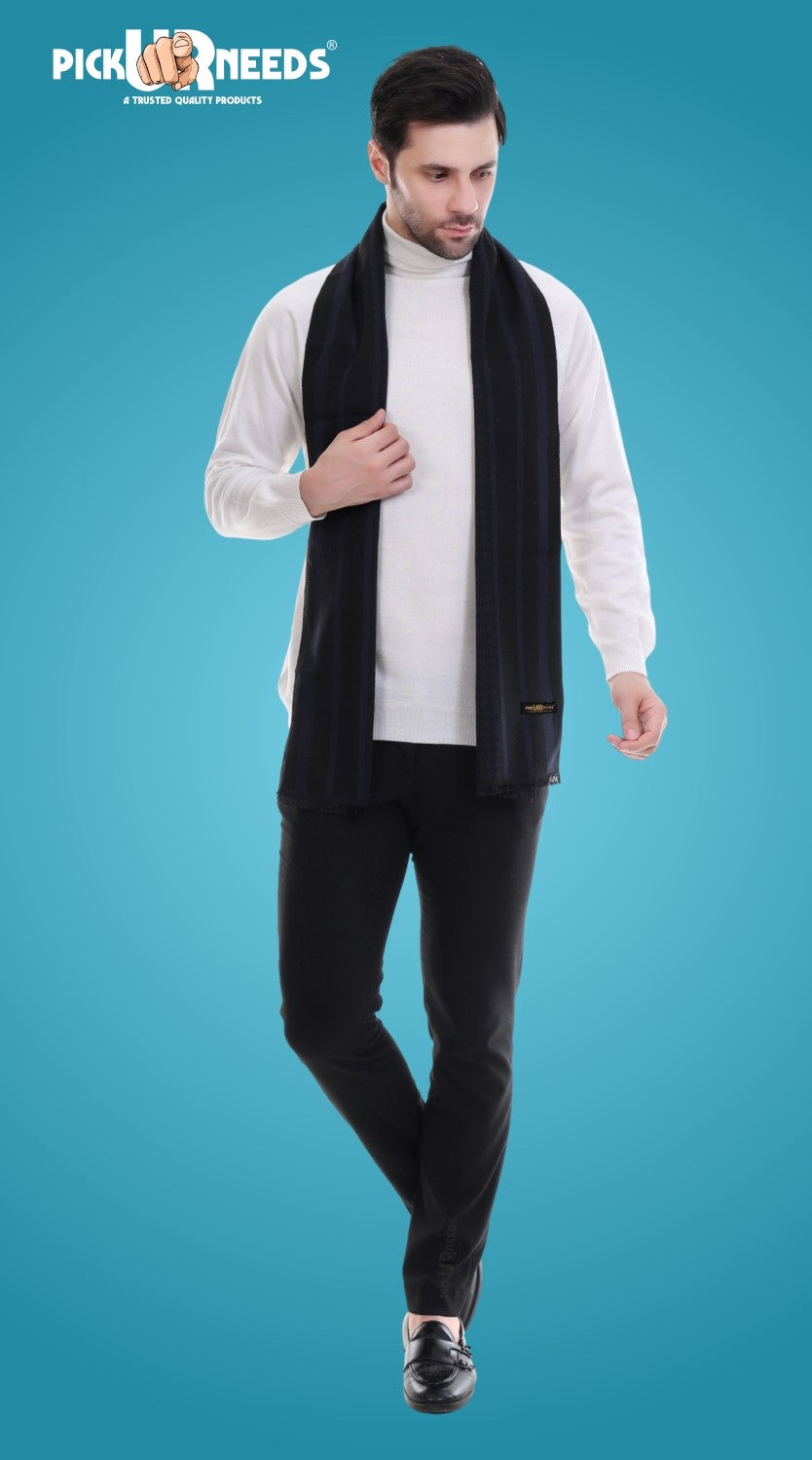 Pick Ur Needs Men's Muffler Check Desgin Premium Woolen Blend Fabric Stylish Look Muffler For Men