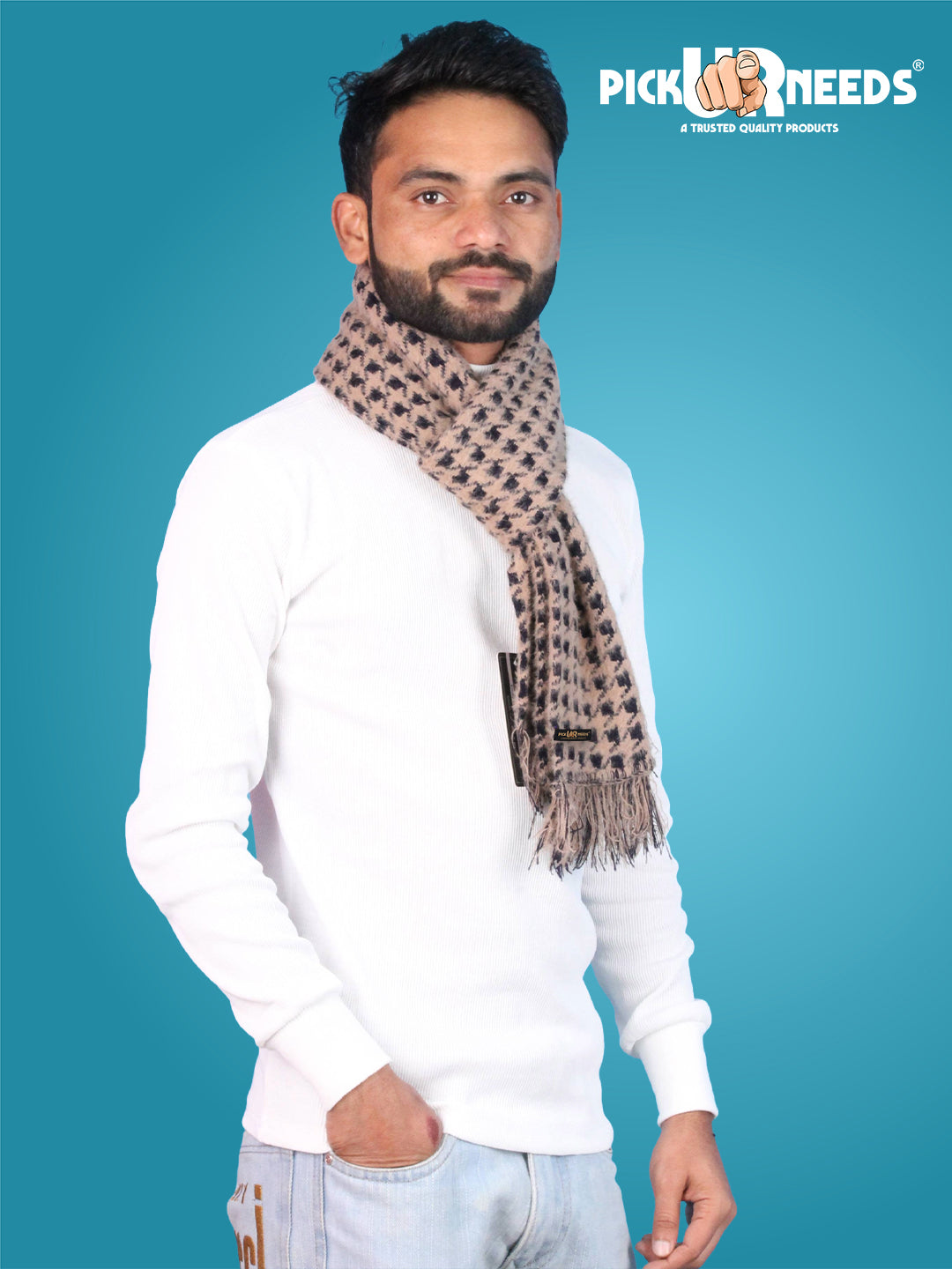 Pick Ur Needs Soft Warm Woolen Premium Winter Muffler for Men Scarf with Stylish Check Pattern Long & Comfortable Cold Weather Neck Wrap