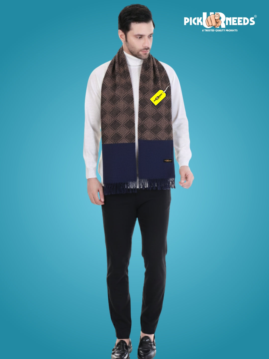 Pick Ur Needs Men’s Premium Winter Scarf Soft Knitted Muffler with Diamond Pattern Warm, Stylish & Lightweight for Cold Weather