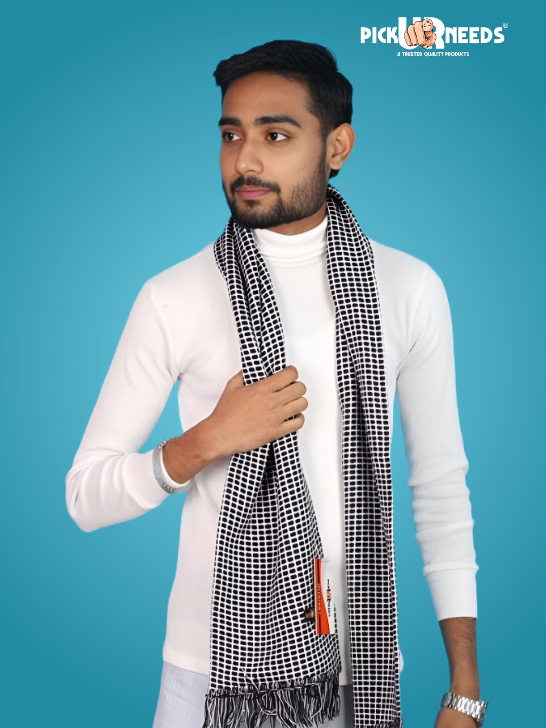 Pick Ur Needs Premium Winter Muffler Soft Warm Woolen for Men Scarf with Stylish Check Pattern Long & Comfortable Cold Weather Neck Wrap