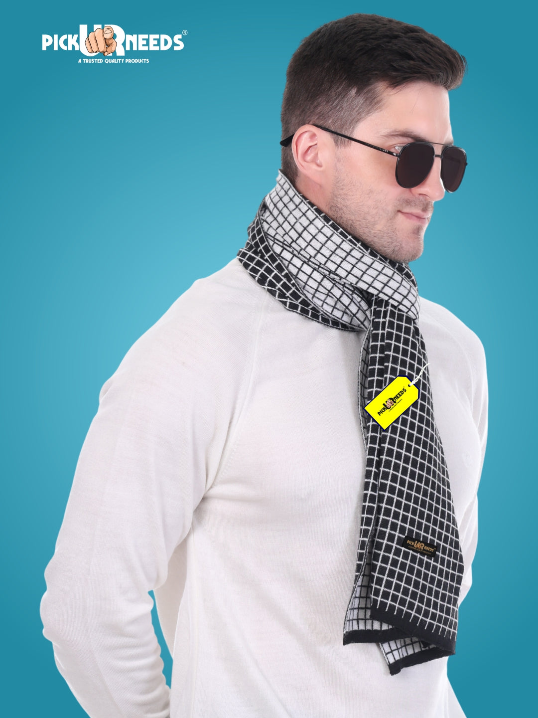 Pick Ur Needs Premium Checkered Winter Scarf, Muffler for Men – Soft, Warm, Breathable & Stylish