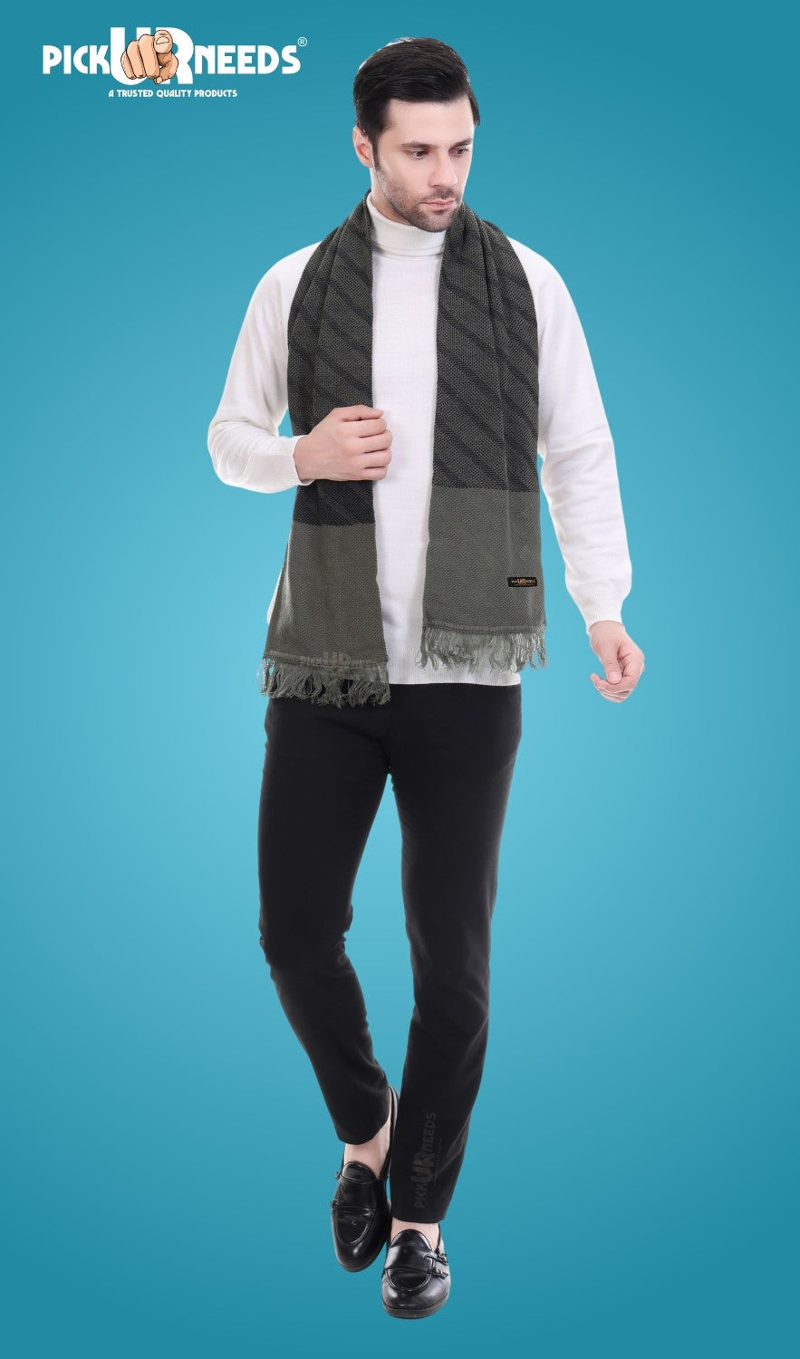 Pick Ur Needs Men’s Premium Winter Scarf Soft Knitted Muffler with Diamond Pattern Warm, Stylish & Lightweight for Cold Weather
