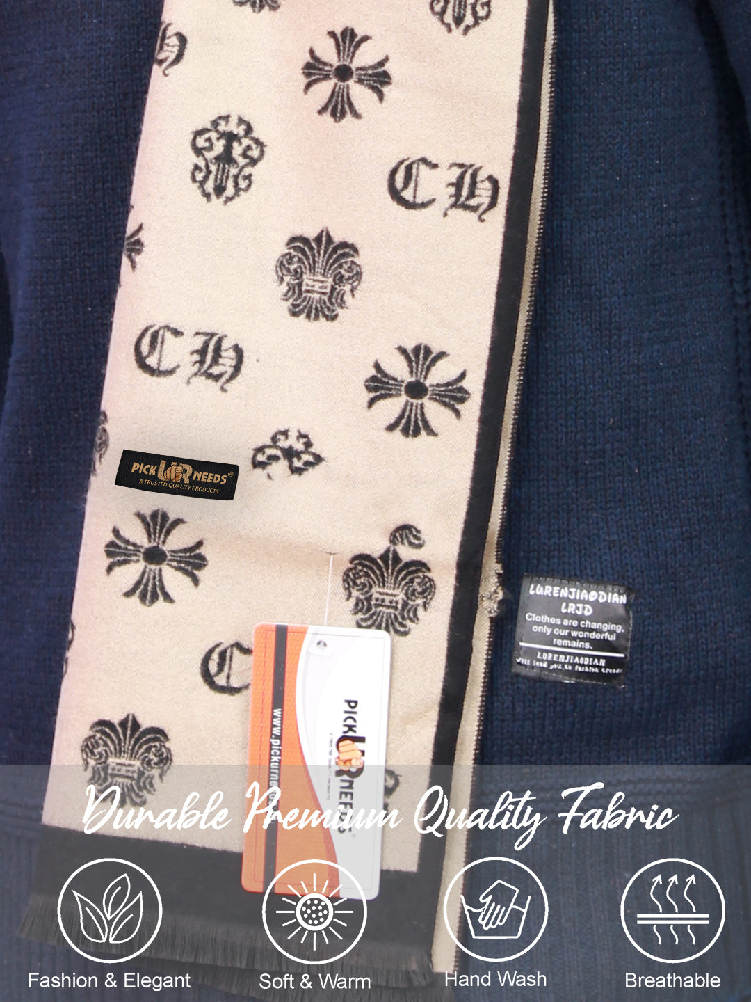 Pick Ur Needs Wool Blend Muffler for Men Soft Winter Scarf with Elegant Checks All-Day Comfort
