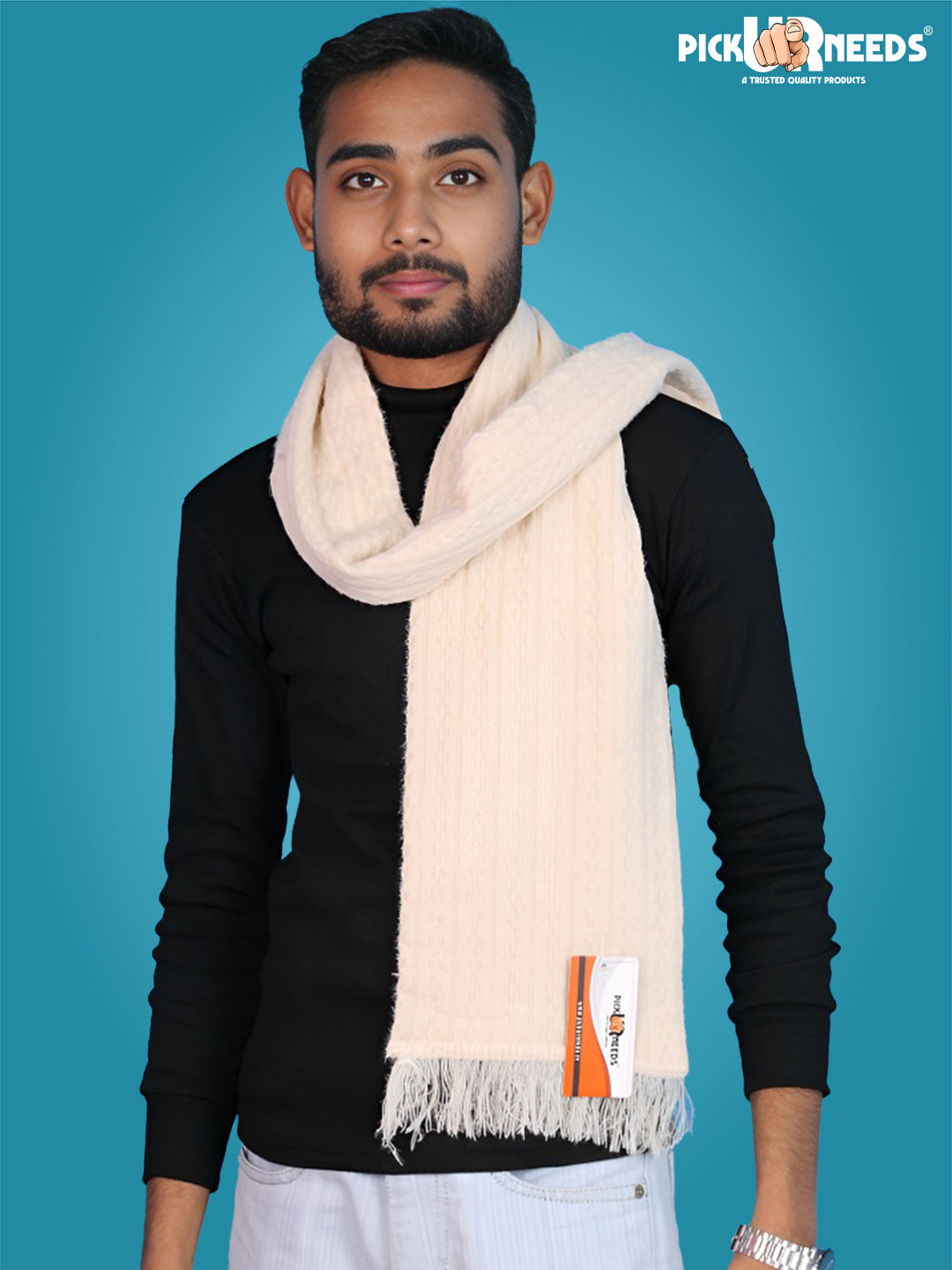 Pick Ur Needs Premium Winter Knit Muffler for Men Soft Woolen Neck Scarf with Stylish Pattern Warm & Comfortable Winter Wear for Outdoor & Casual Use