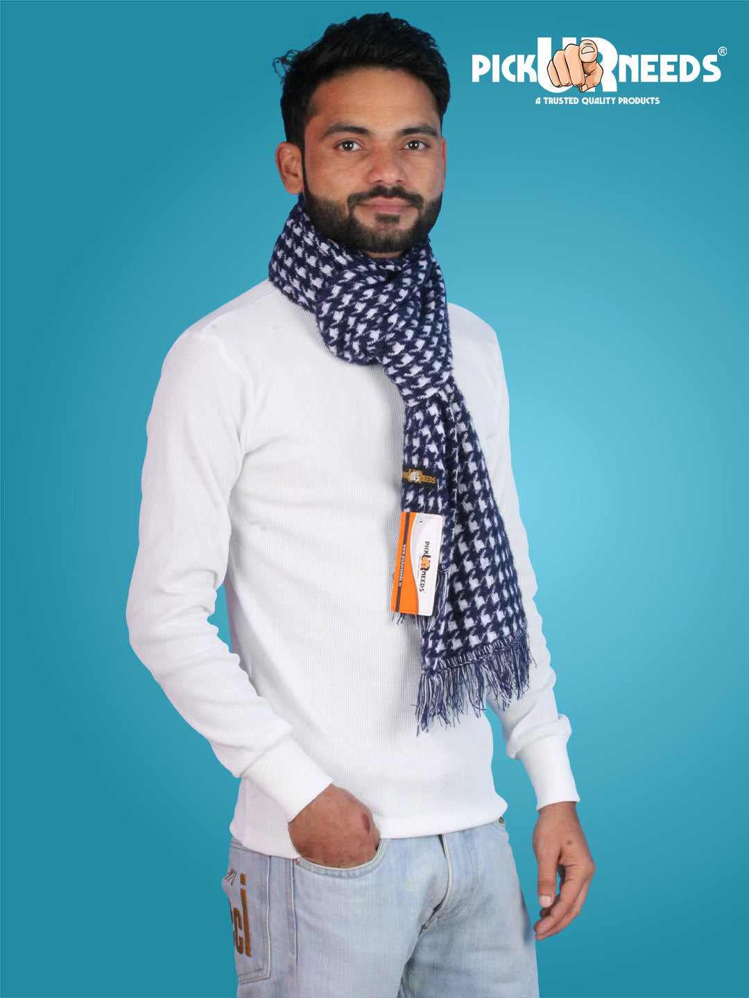 Pick Ur Needs Soft Warm Woolen Premium Winter Muffler for Men Scarf with Stylish Check Pattern Long & Comfortable Cold Weather Neck Wrap