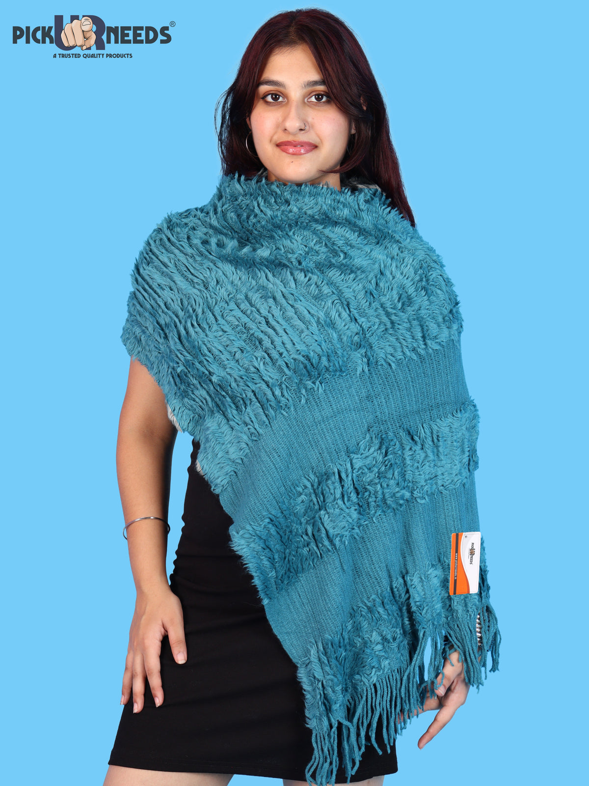 Pick Ur Needs Premium Winter Muffler for Women & Girls Soft Textured Woven with Fringe Detailing Warm Lightweight Neck Wrap