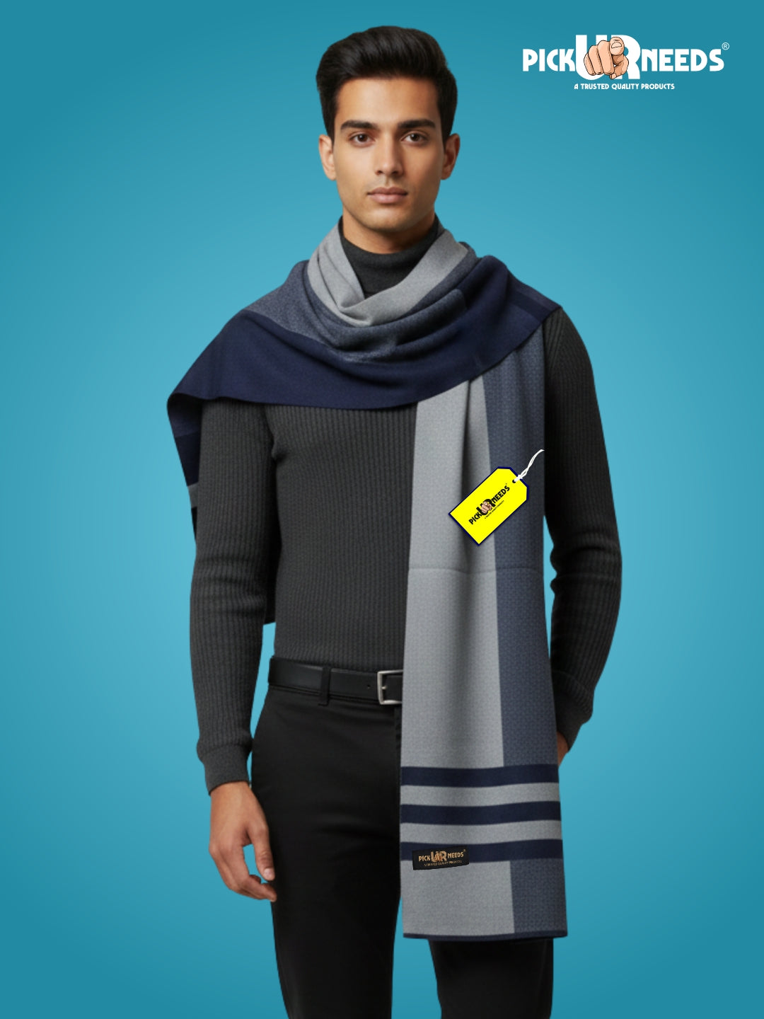 Pick Ur Needs Men’s Premium Winter Wool Muffler – Soft & Warm Knitted Scarf for Casual, Office & Travel Stylish Stripe Design