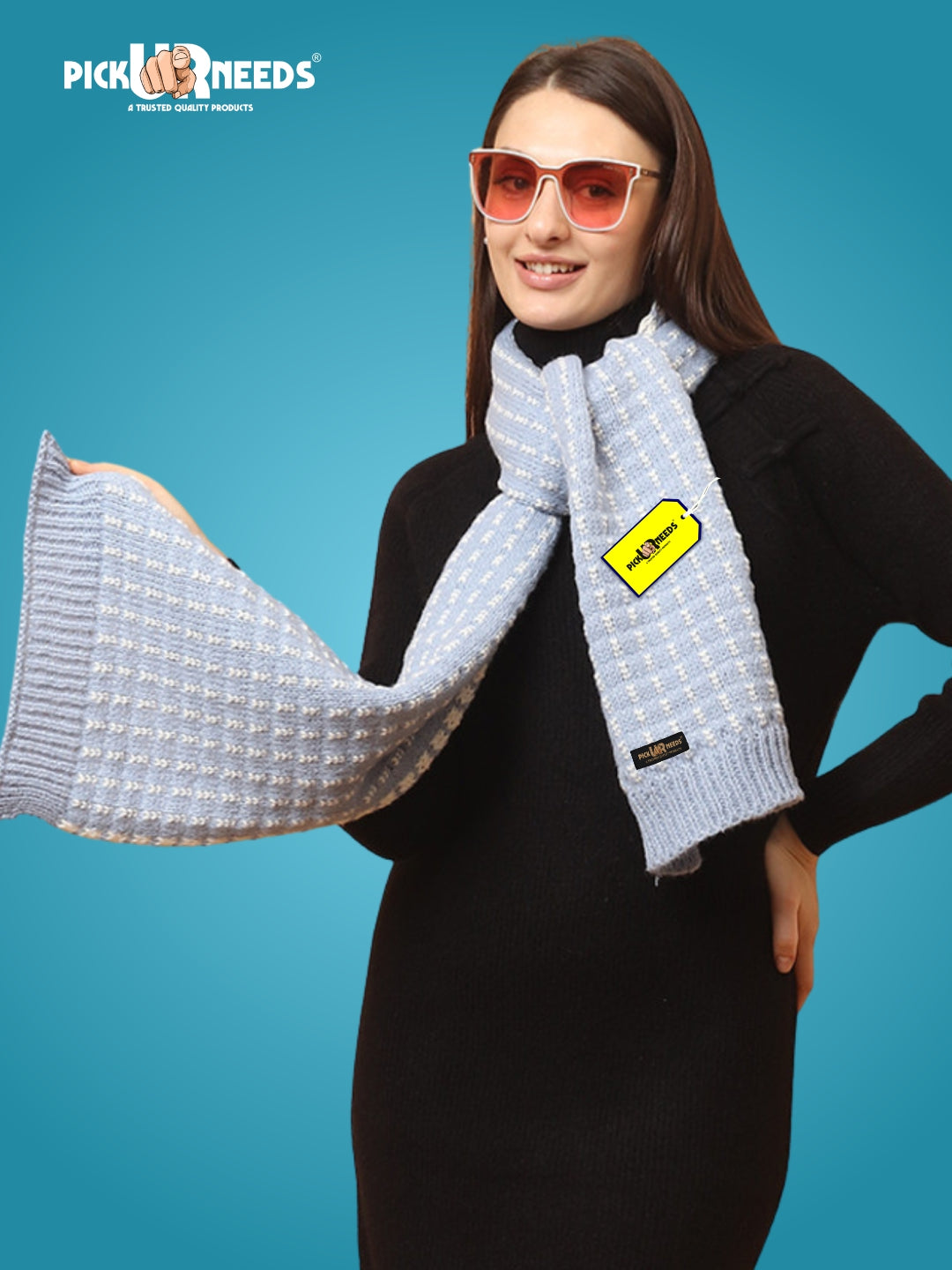 Pick Ur Needs Women Knitted Winter Muffler Soft & Warm Woolen Scarf with Stylish Pattern Lightweight Neck Wrap for Casual, Office