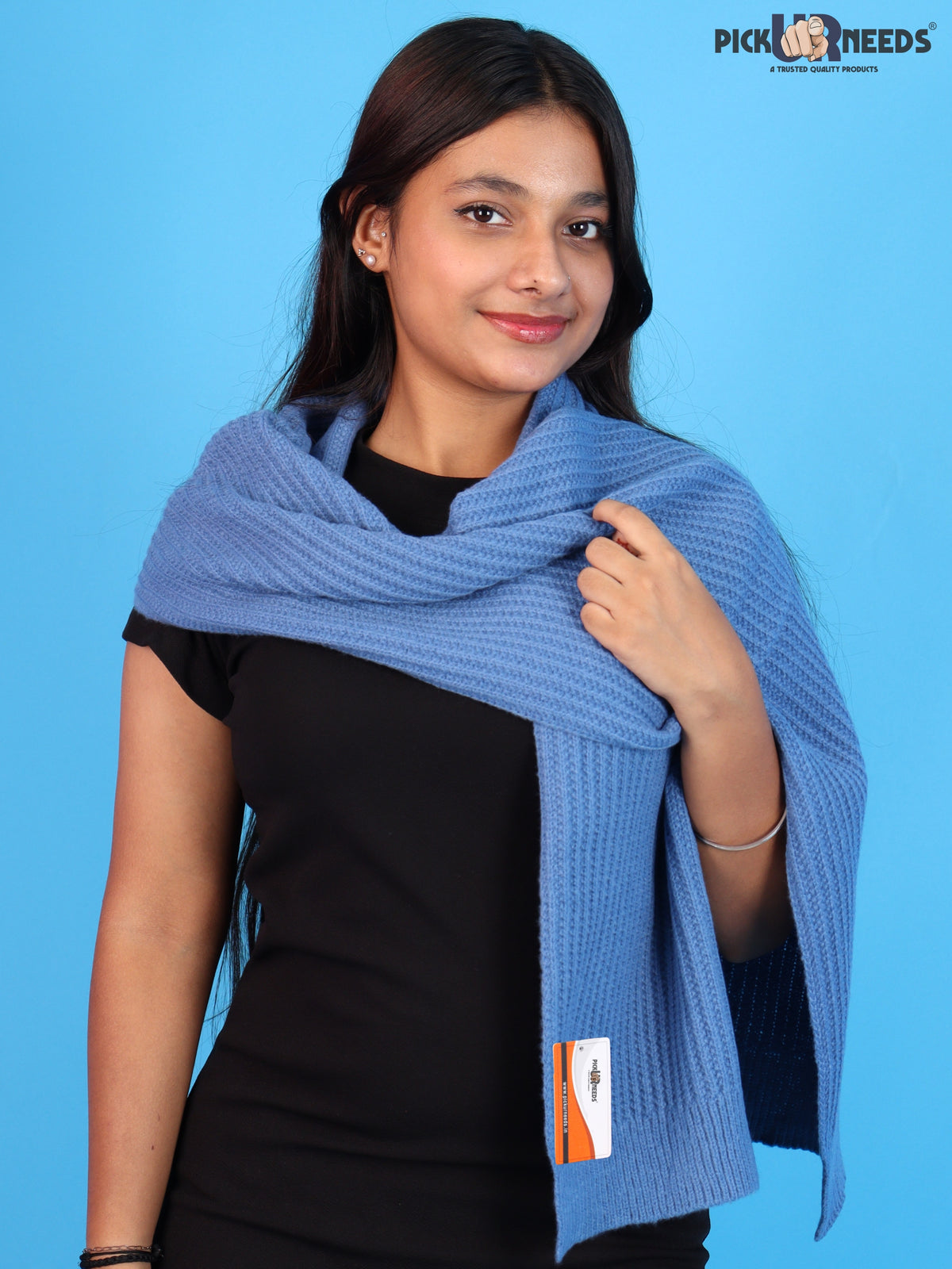 Pick Ur Needs Womens Stylish Knitted Muffler Scarf, Long Ribbed Knit Winter Neck Wrap, Soft Textured Cozy Scarf for Girls