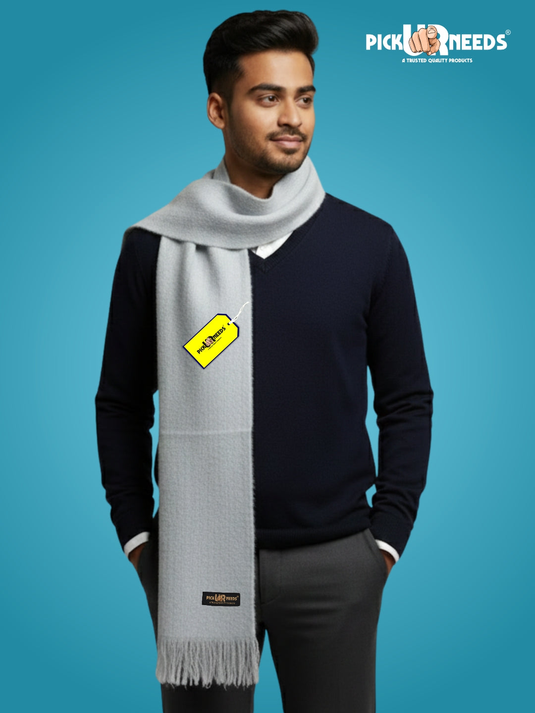 Pick Ur Needs Premium Winter Knit Muffler for Men Soft Woolen Neck Scarf with Stylish Pattern Warm & Comfortable Winter Wear for Outdoor & Casual Use