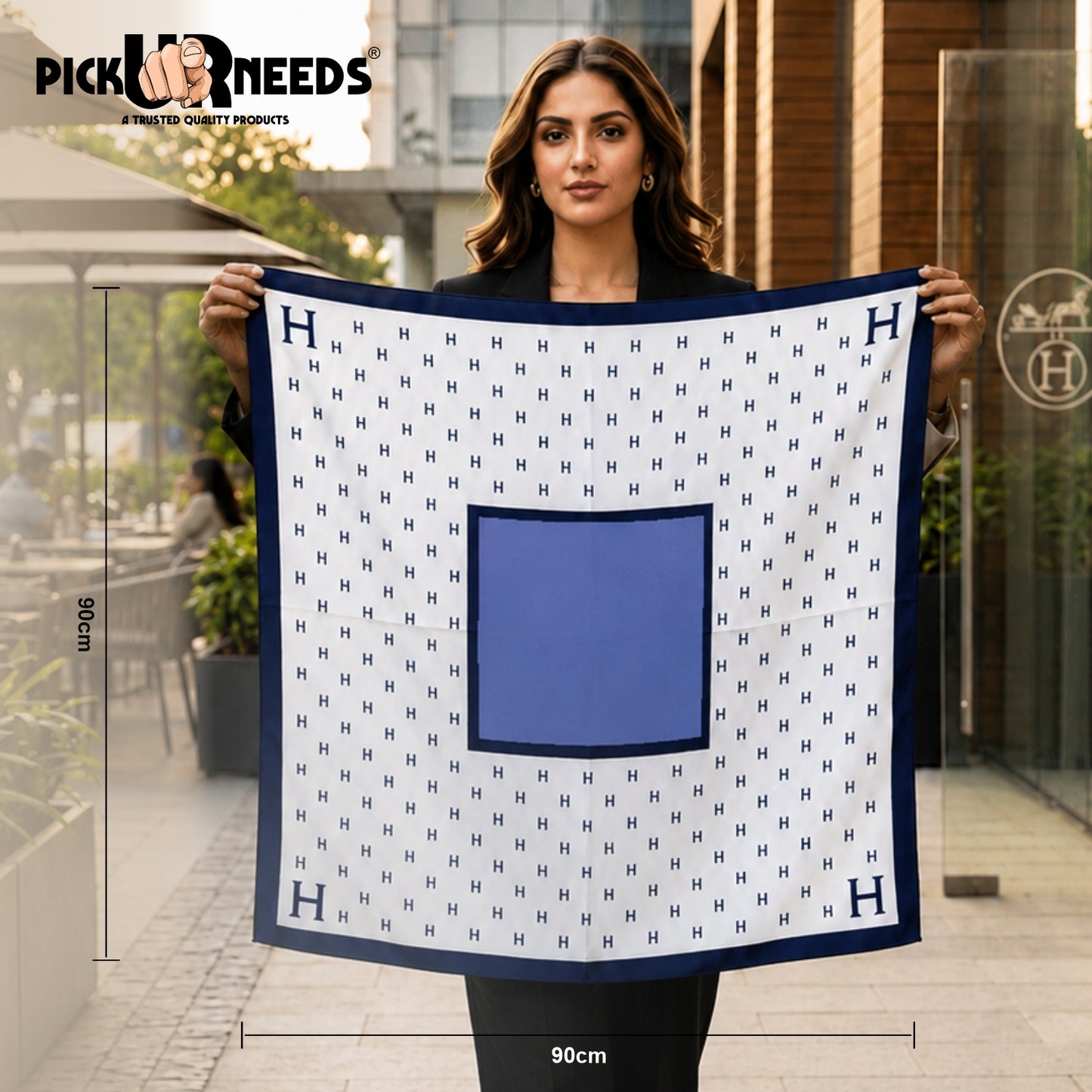 Pick Ur Needs Elegant Womens Premium Printed Satin Silk Feel Square Neck & Head Girls Scarf