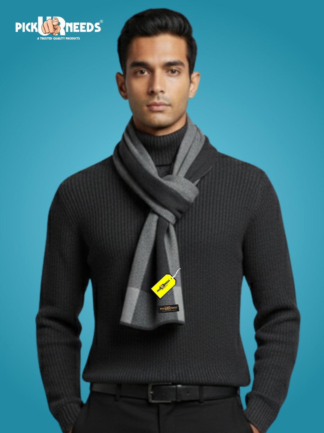 Pick Ur Needs Men’s Premium Winter Wool Muffler – Soft & Warm Knitted Scarf for Casual, Office & Travel Stylish Stripe Design