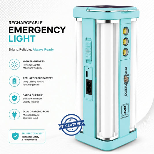 Pick Ur Needs Solar Home Rechargeable Emergency LED Lantern Light 360 Degree Floor Lamp 4 Side Tube Lights