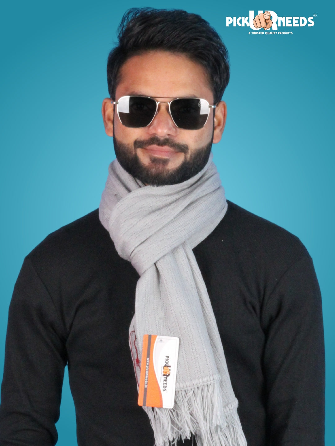 Pick Ur Needs Men’s Winter Woolen Muffler Soft & Warm Knitted Scarf with Fringes Premium Warm Mufflers