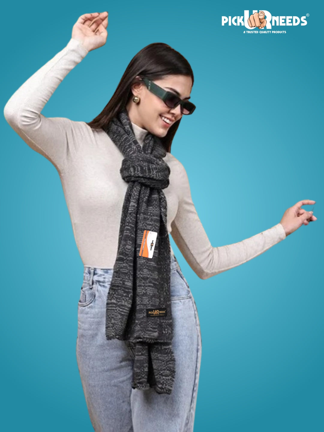 Pick Ur Needs Women’s Knitted Winter Scarf – Soft, Warm & Stylish Casual Long Muffler Stole for Girls