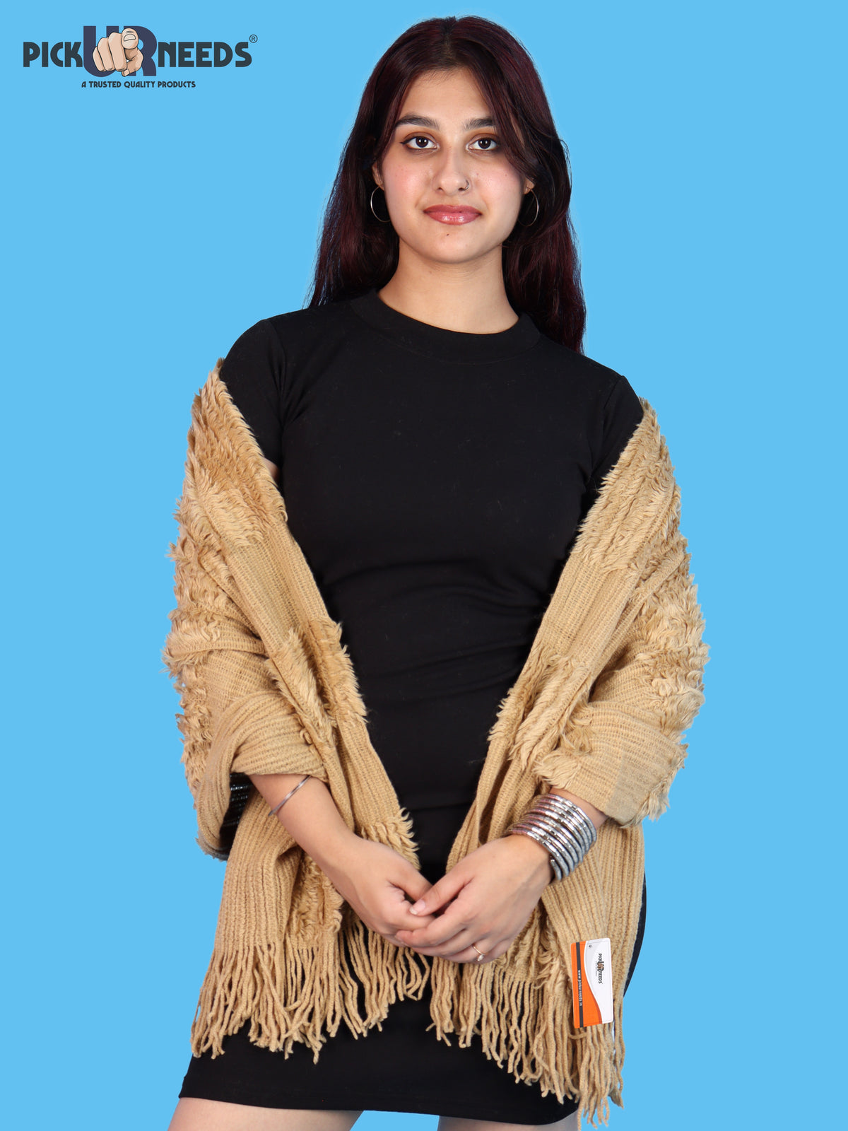 Pick Ur Needs Warm Winter Shawl & Stole for Women & Girls Soft Textured Woven Wrap with Fringe Detailing