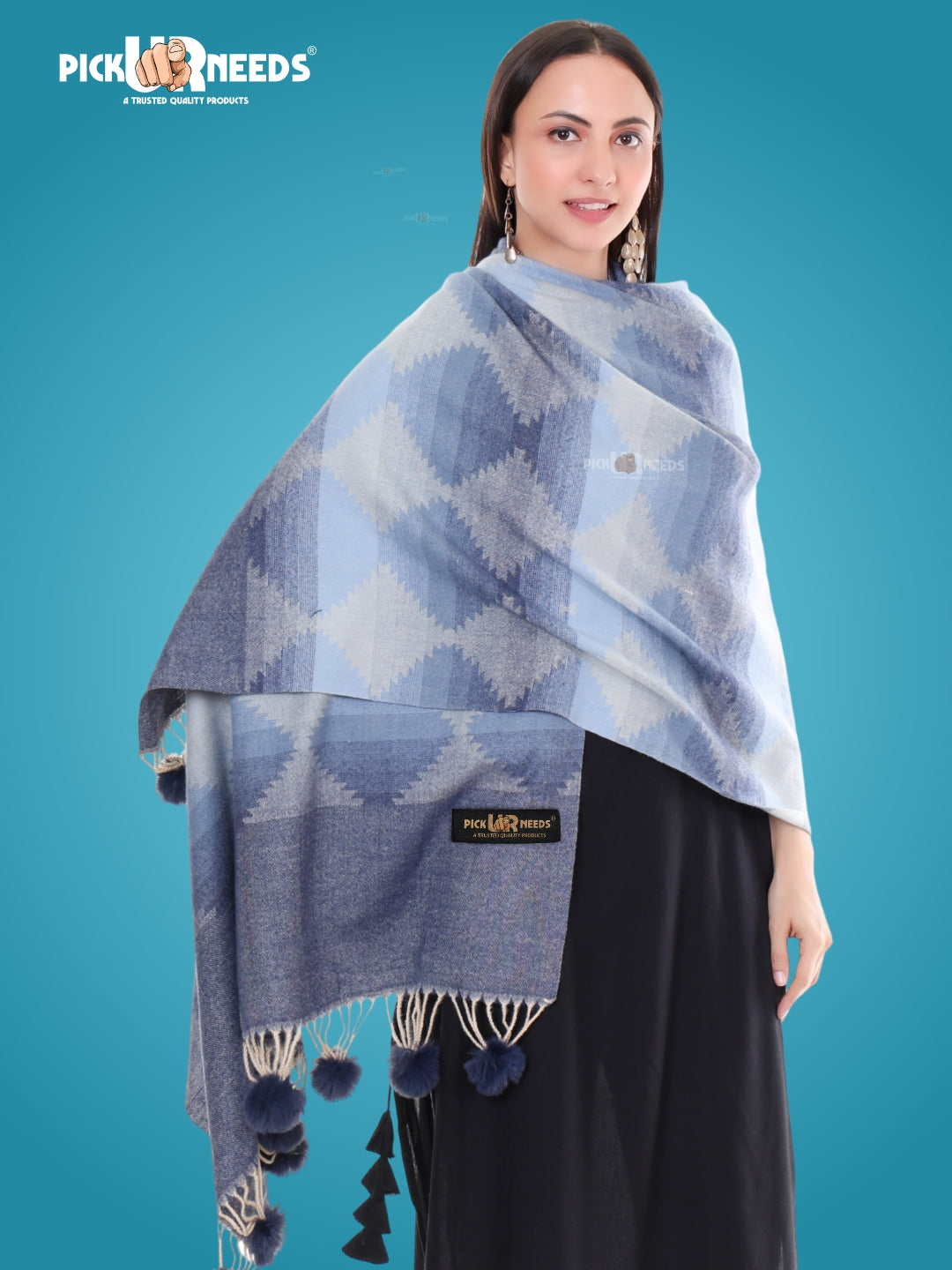 Pick Ur Needs Women’s Soft Woolen Shawl Premium Warm & Breathable Winter Stole  Elegant Striped Design with Tassels