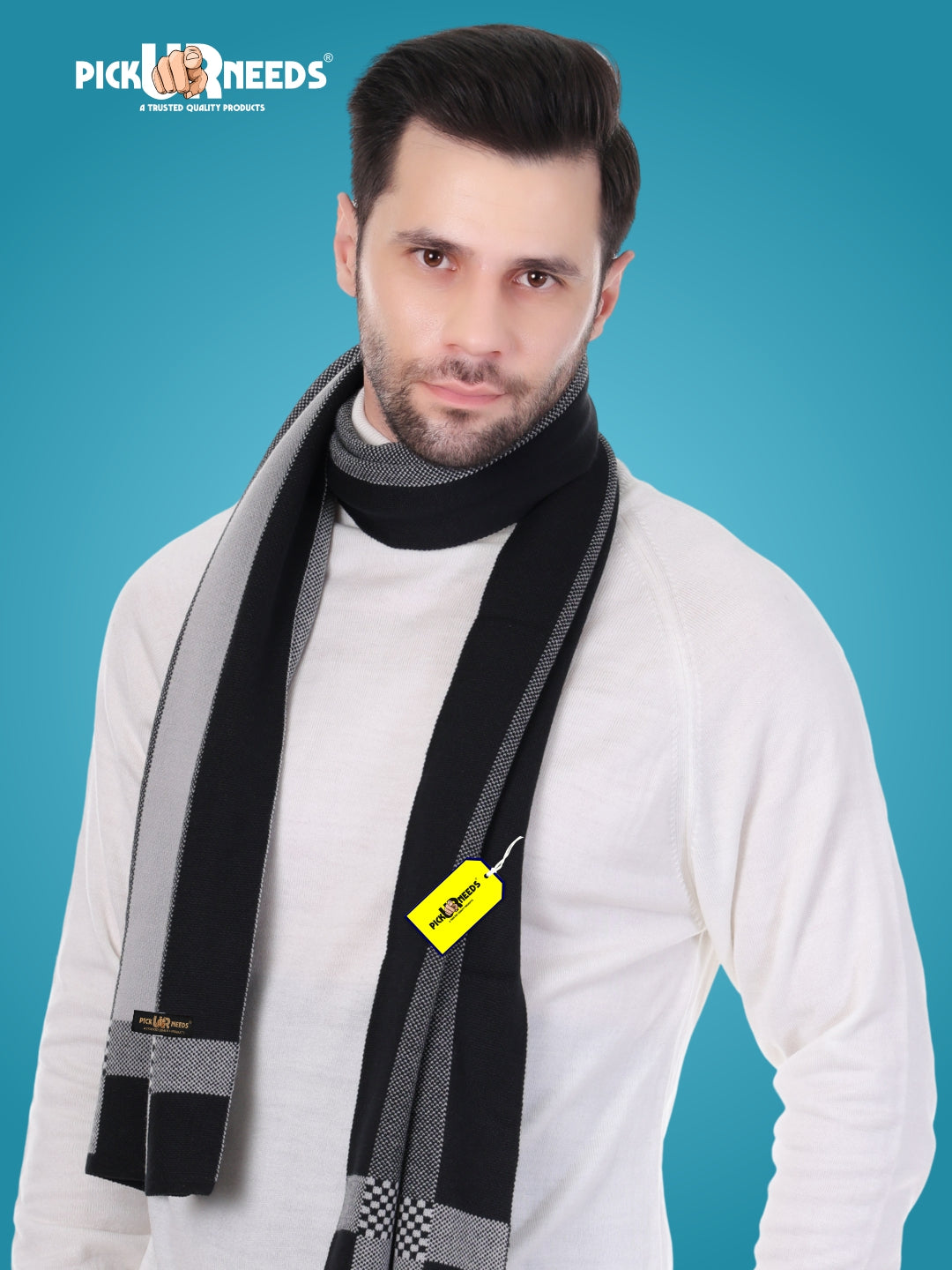 Pick Ur Needs Men’s Premium Winter Wool Muffler – Soft & Warm Knitted Scarf for Casual, Office & Travel Stylish Stripe Design