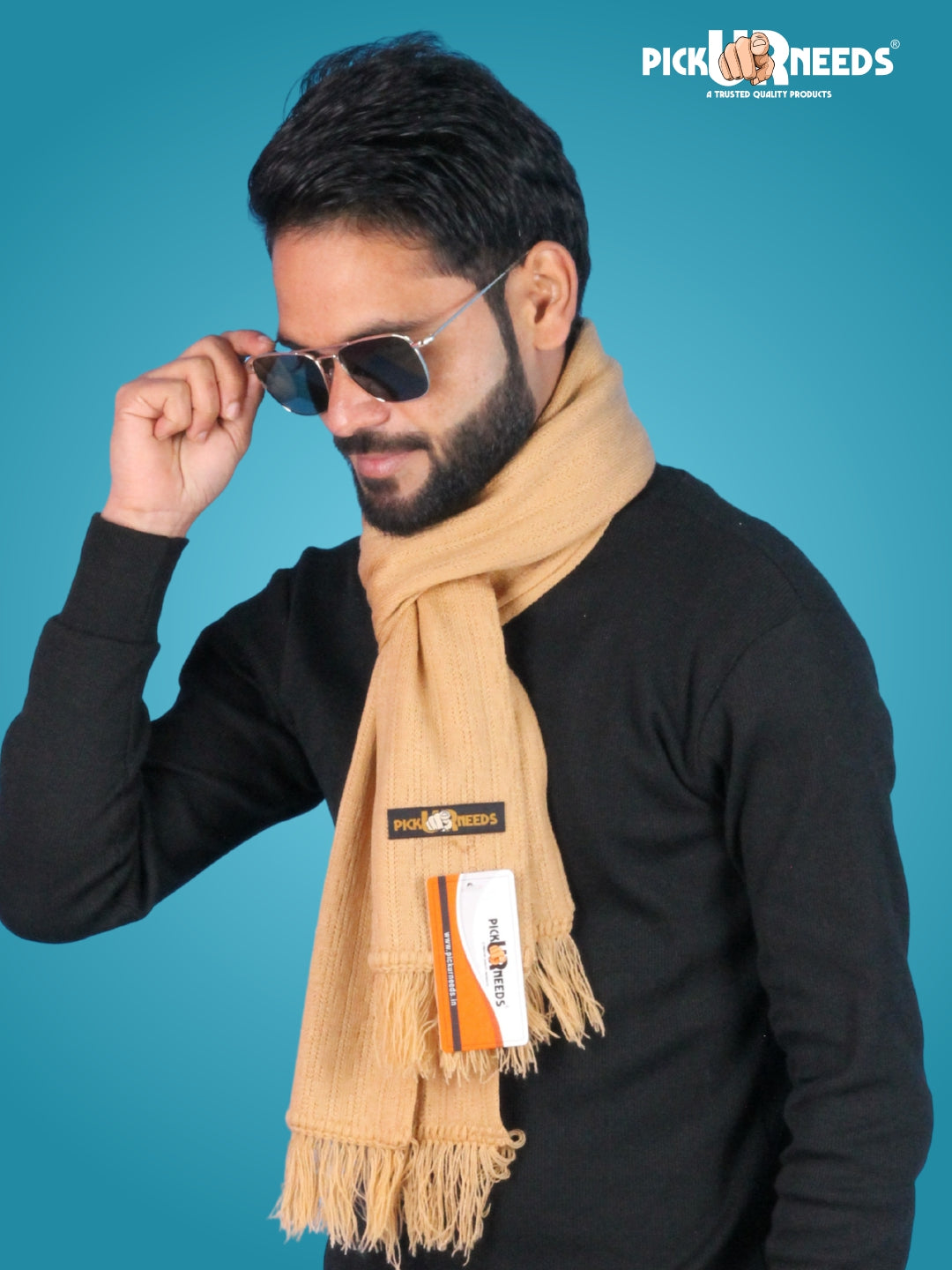 Pick Ur Needs Men’s Winter Woolen Muffler Soft & Warm Knitted Scarf with Fringes Premium Warm Mufflers