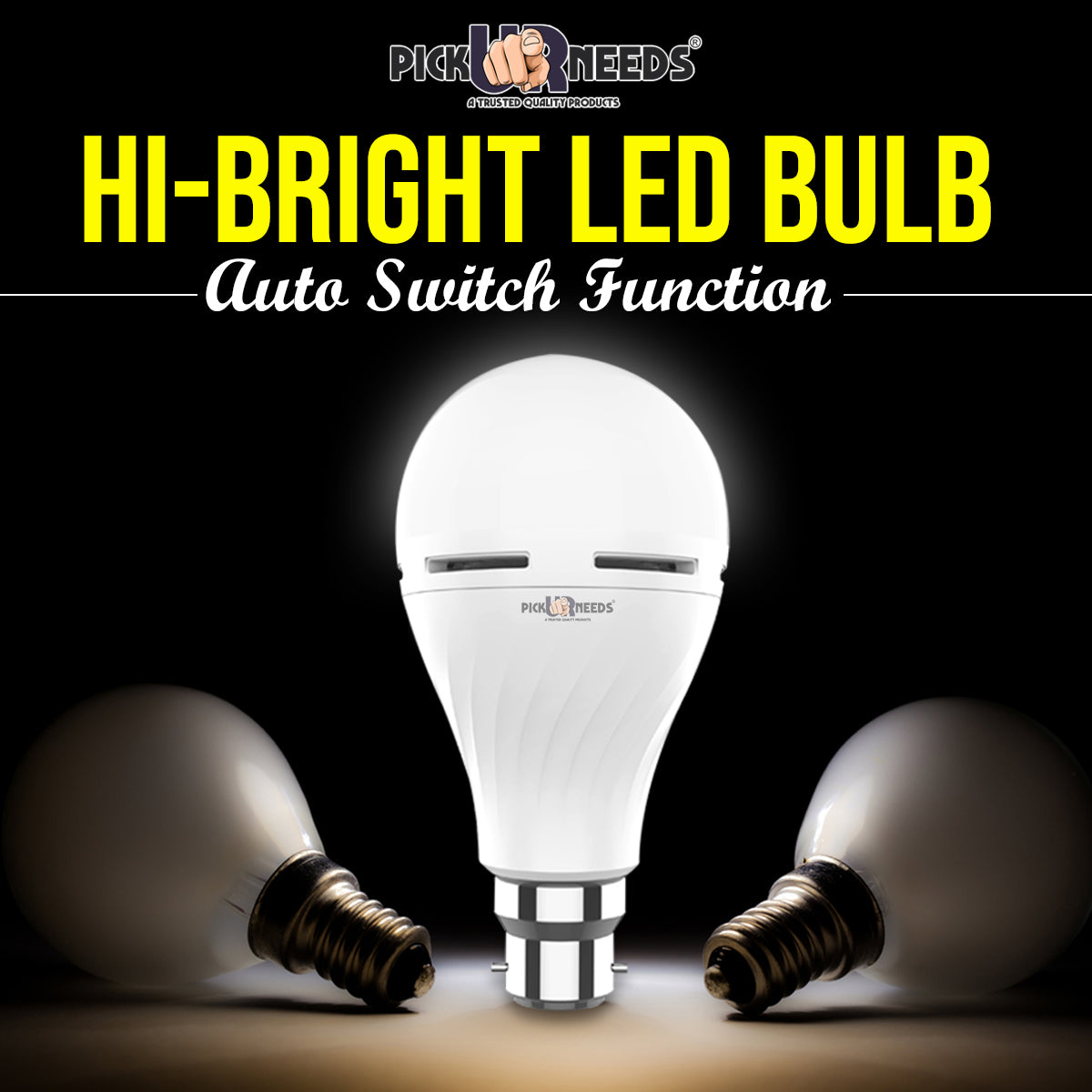 Pick Ur Needs 12 Watt Inverter Led Bulb AC/DC Auto Rechargeable Emergency Bulb for Home Backup 4 hrs Bulb Emergency Light  (Pack of 4)
