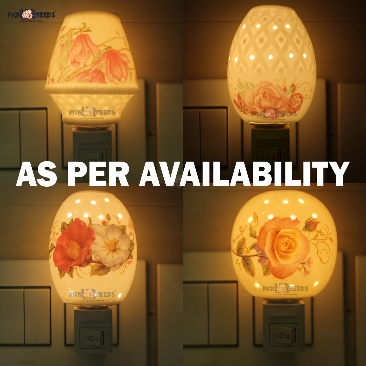 Pick Ur Needs Stylish Decorative Ceramic Electric Light (Design As per Availability) 2Pcs Night Lamp