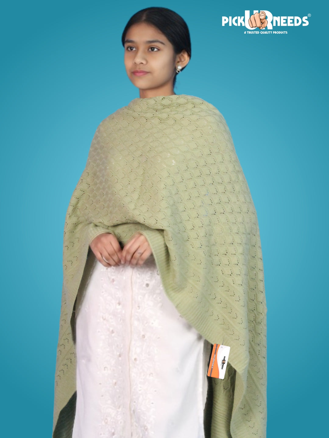 Pick Ur Needs Women’s Premium Knitted Winter Soft Shawl Woolen Warm Stole with Elegant Lace Pattern & Tassels For Girls