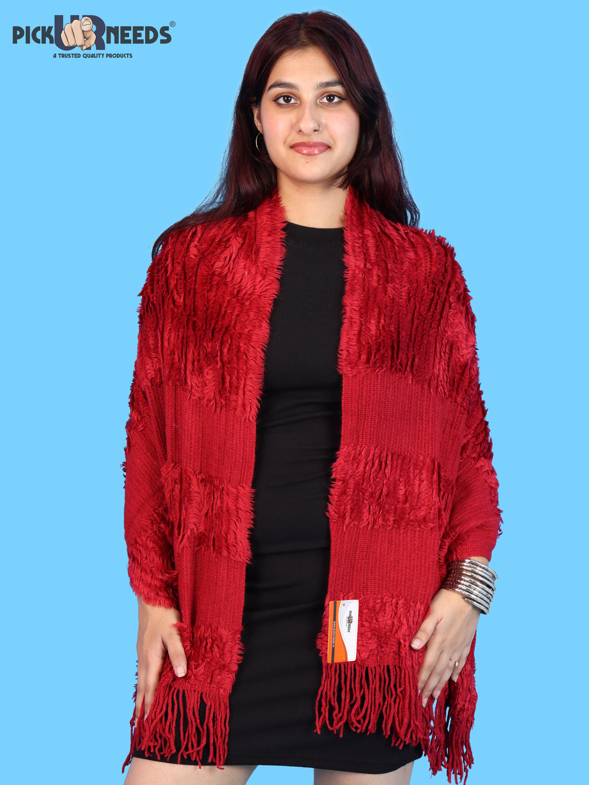 Pick Ur Needs Warm Winter Shawl & Stole for Women & Girls Soft Textured Woven Wrap with Fringe Detailing