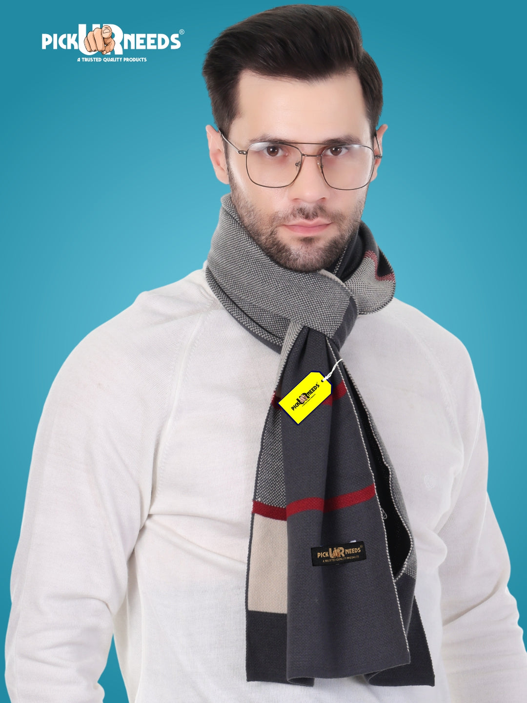 Pick Ur Needs Men’s Premium Winter Wool Muffler – Soft & Warm Knitted Scarf for Casual, Office & Travel Stylish Stripe Design