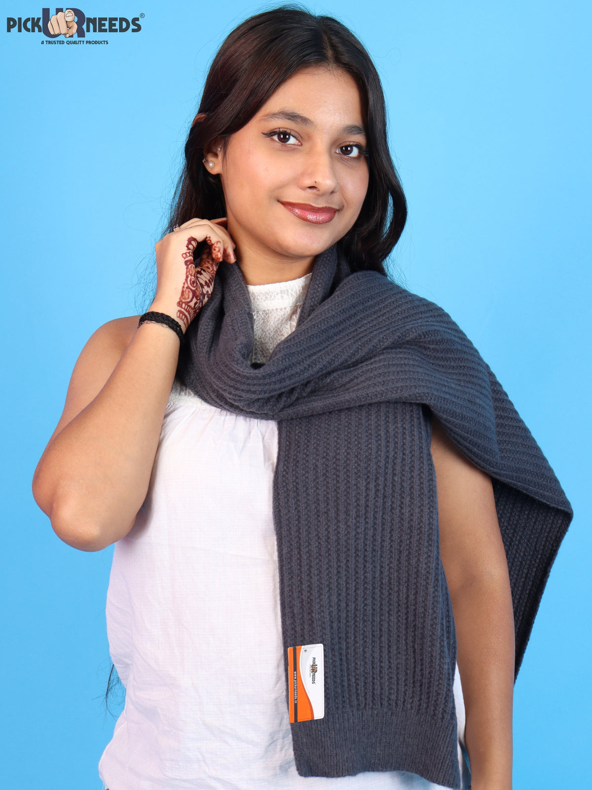 Pick Ur Needs Womens Stylish Knitted Muffler Scarf, Long Ribbed Knit Winter Neck Wrap, Soft Textured Cozy Scarf for Girls