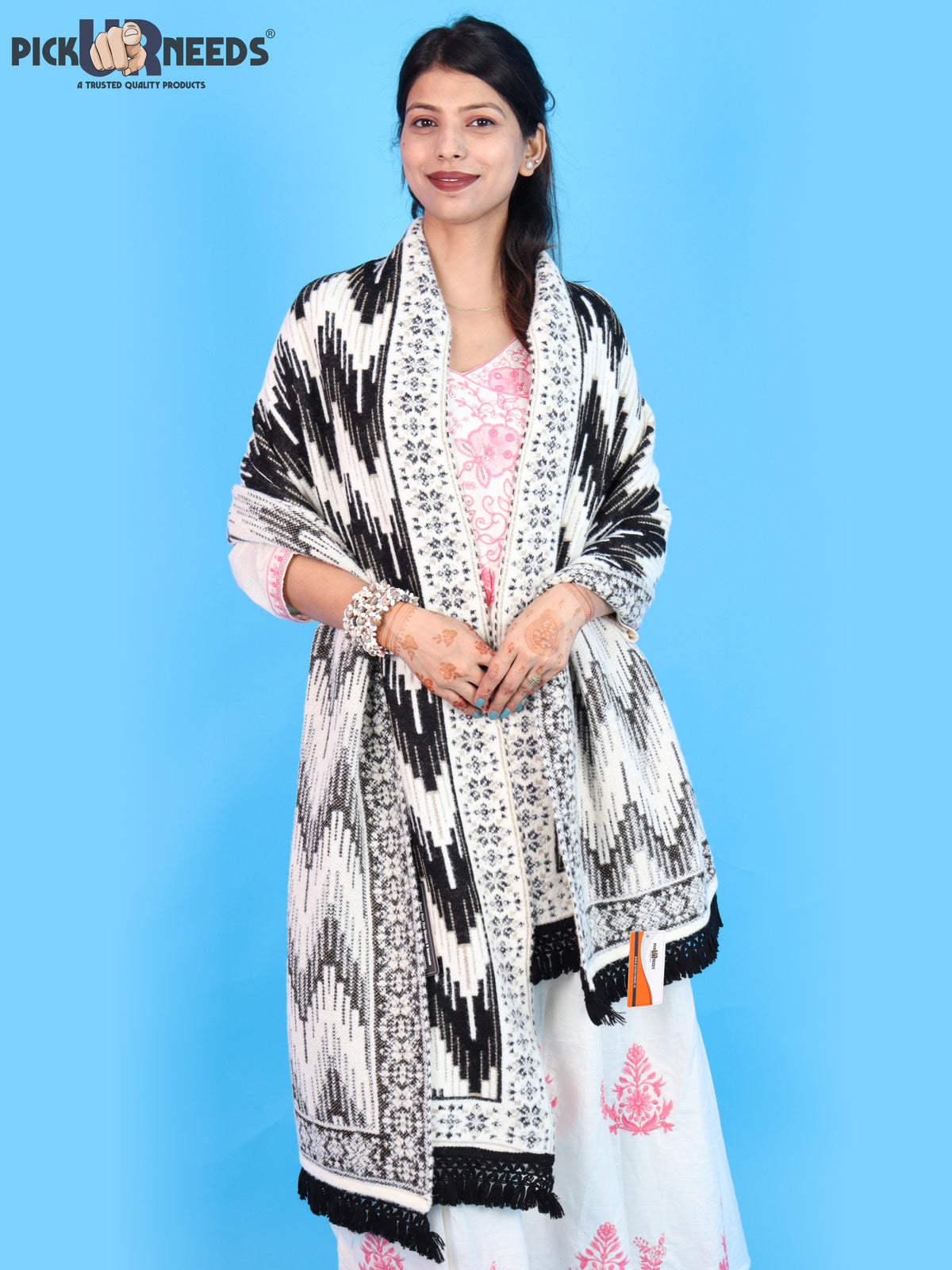 Pick Ur Needs Premium Wool Shawl For Womens & Girls Winter Muffler Soft Knitted Designer Wrap Warm Stole